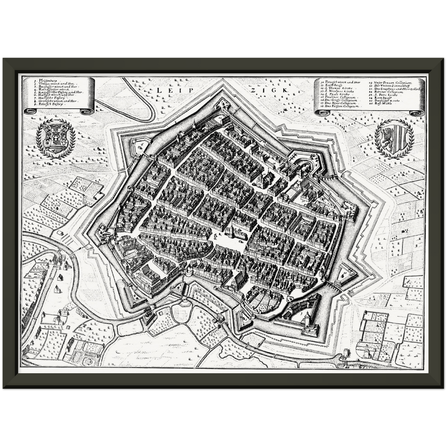 Historischer Stadtplan Leipzig um 1650