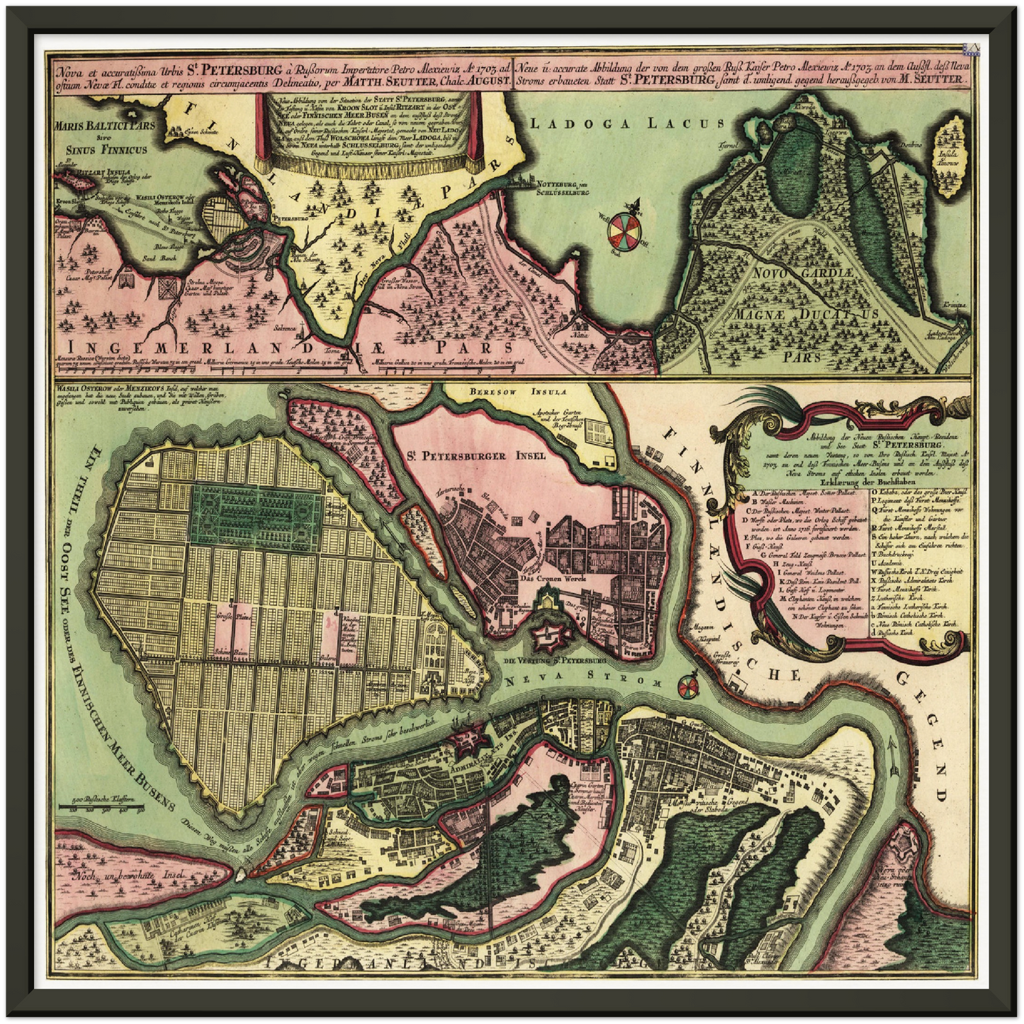 Historischer Stadtplan St. Petersburg um 1734