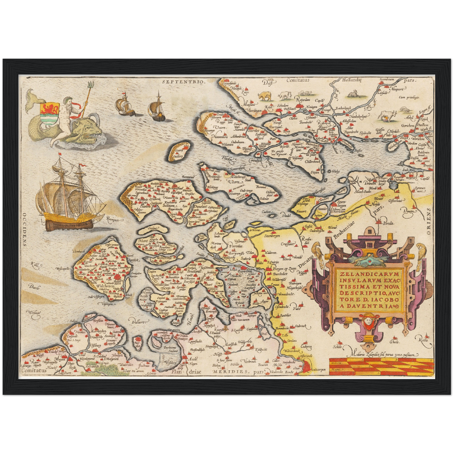 Historische Landkarte Provinz Zeeland um 1609