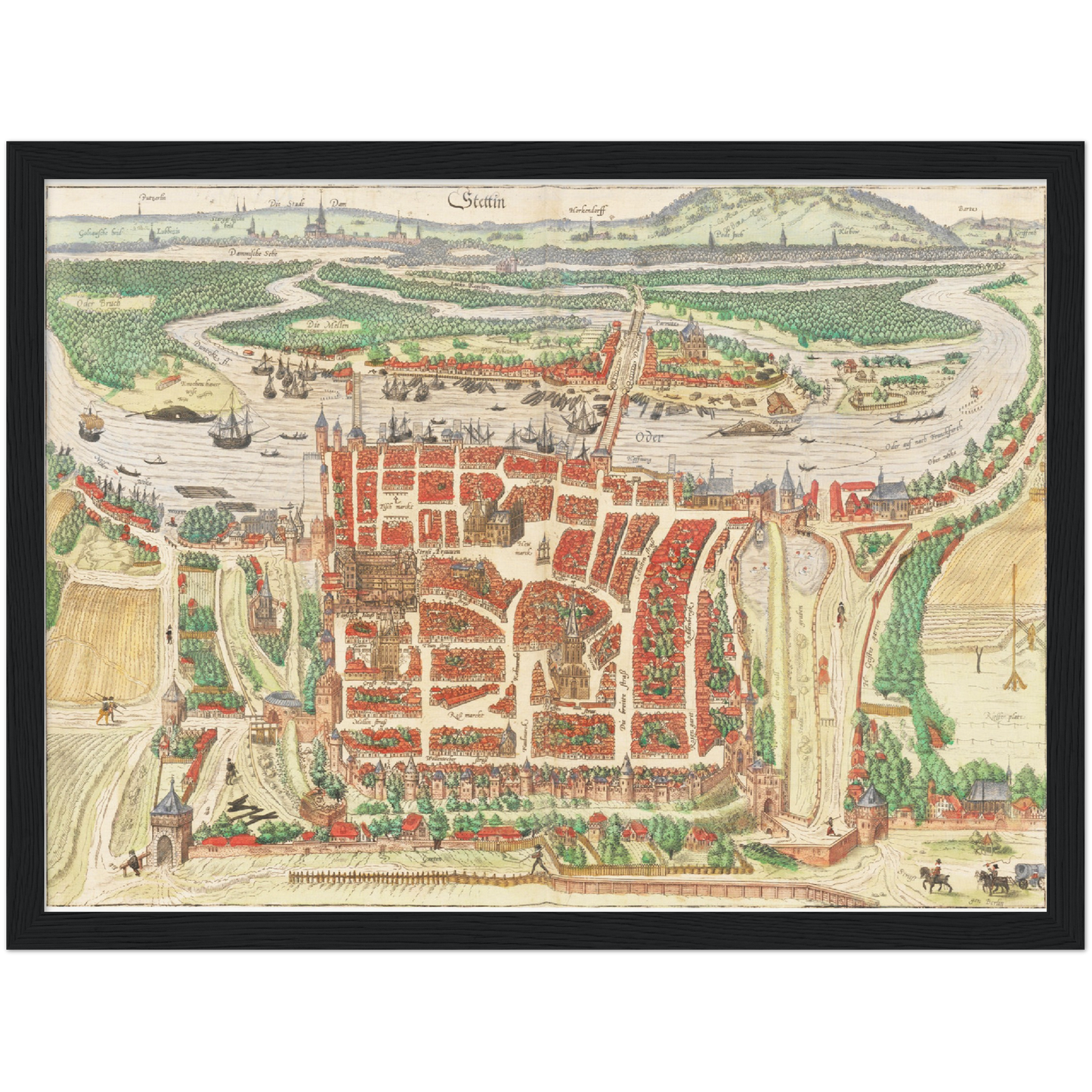 Historische Stadtansicht Stettin um 1592