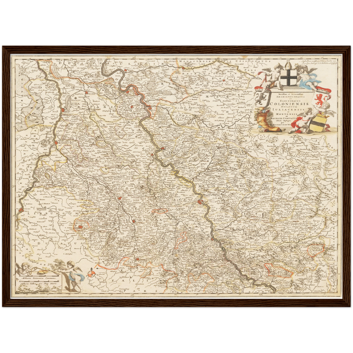 Historische Landkarte Rheinland um 1698