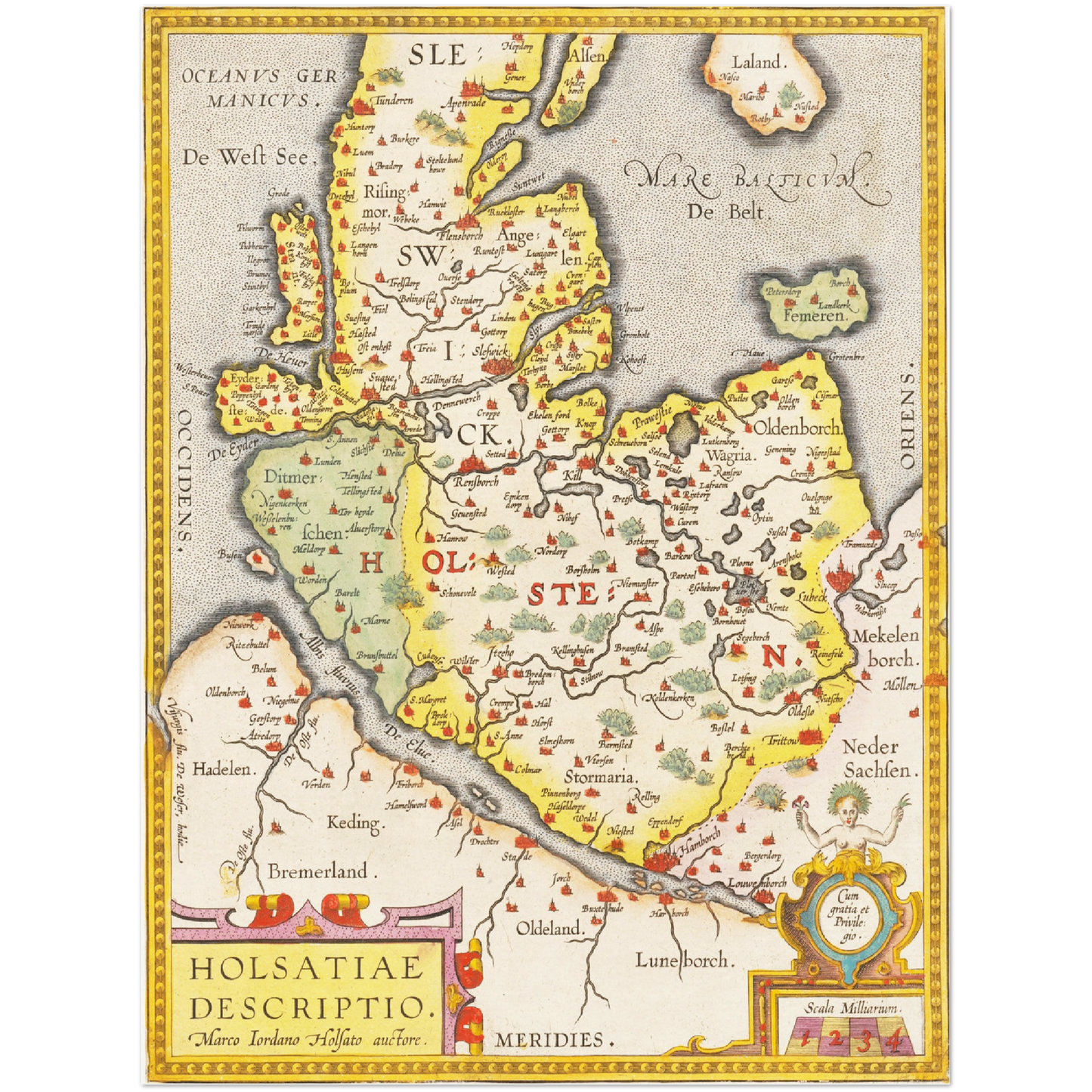 Historische Landkarte Holstein um 1609
