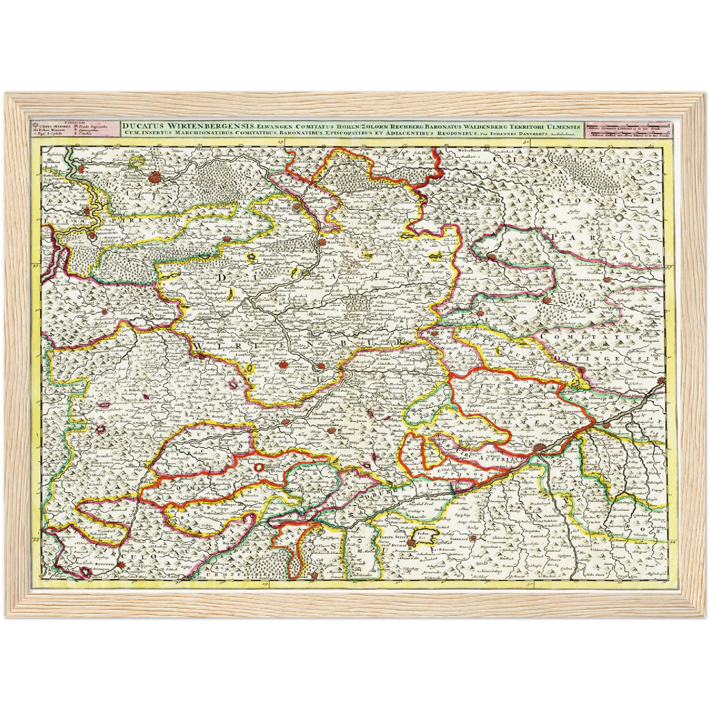 Historische Landkarte Württemberg um 1680