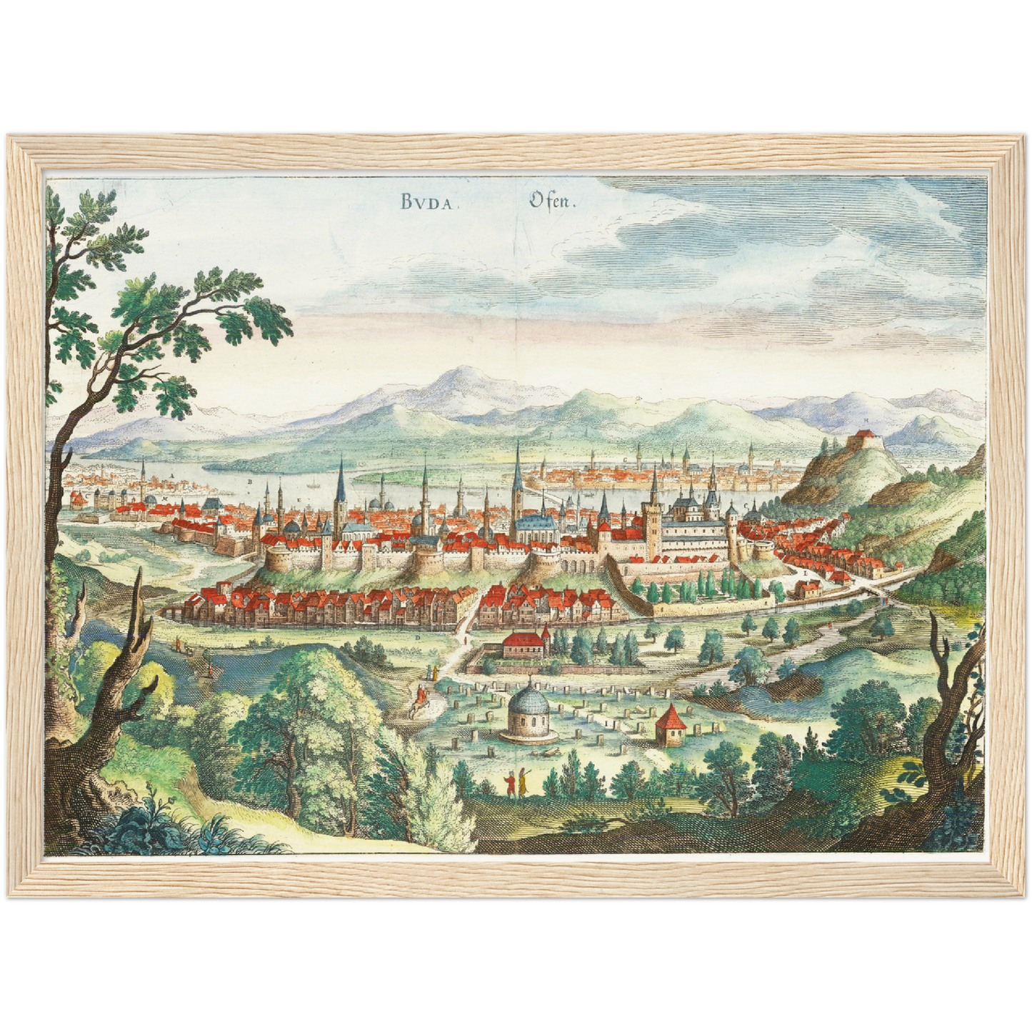 Historische Stadtansicht Budapest um 1636