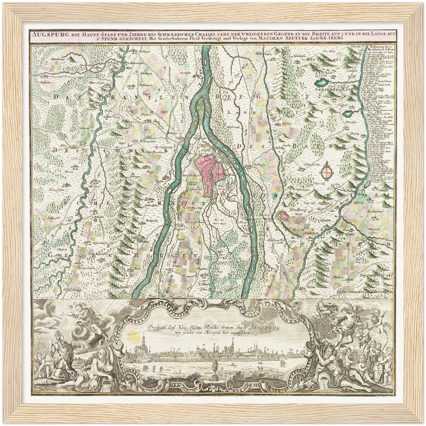 Historische Landkarte Augsburg um 1750