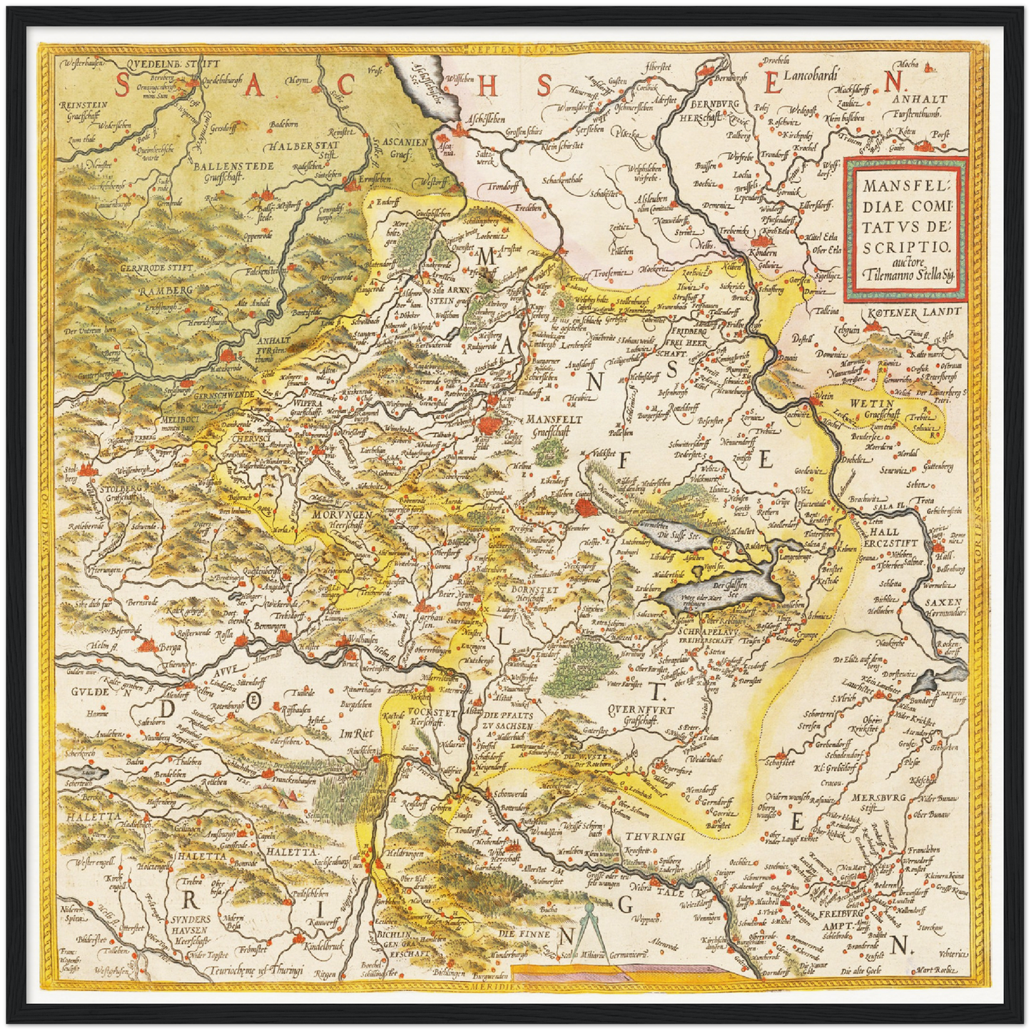 Historische Landkarte Mansfeld um 1609
