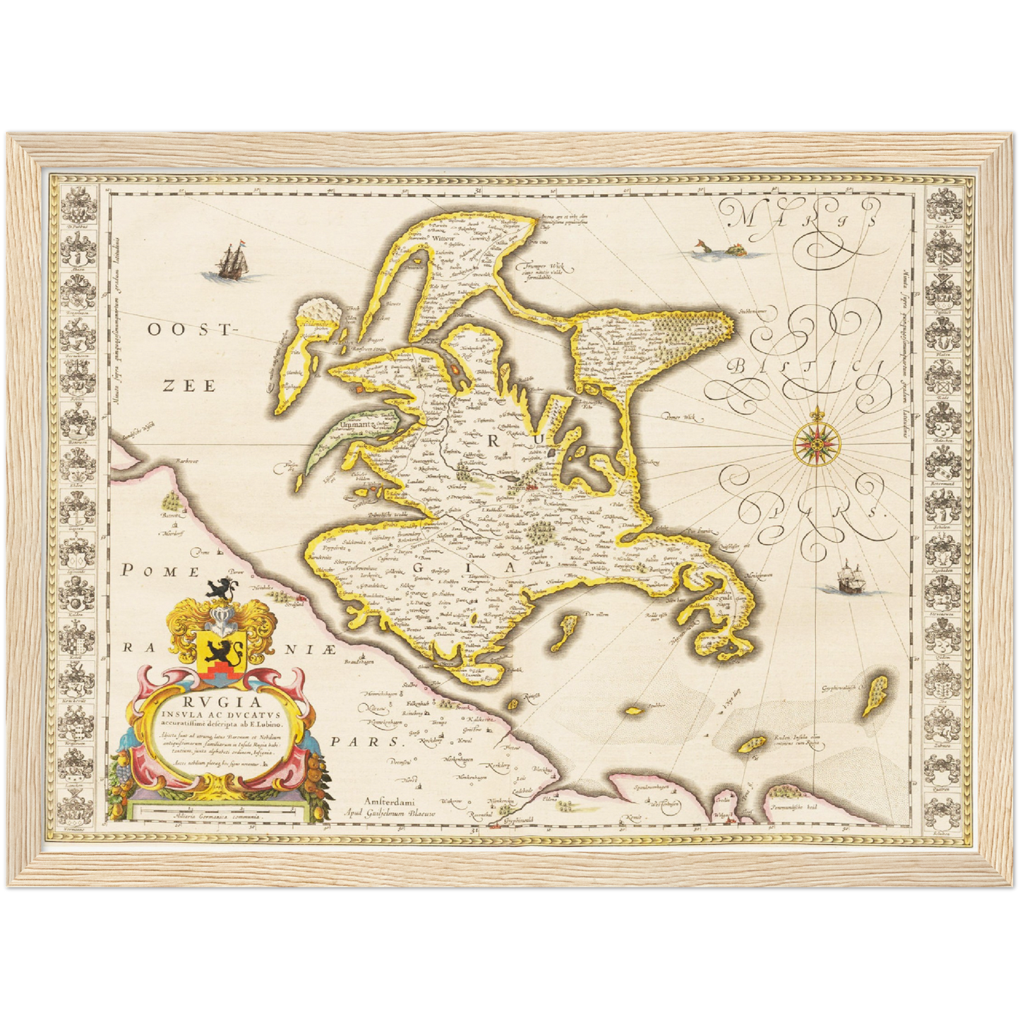 Historische Landkarte Insel Rügen um 1635