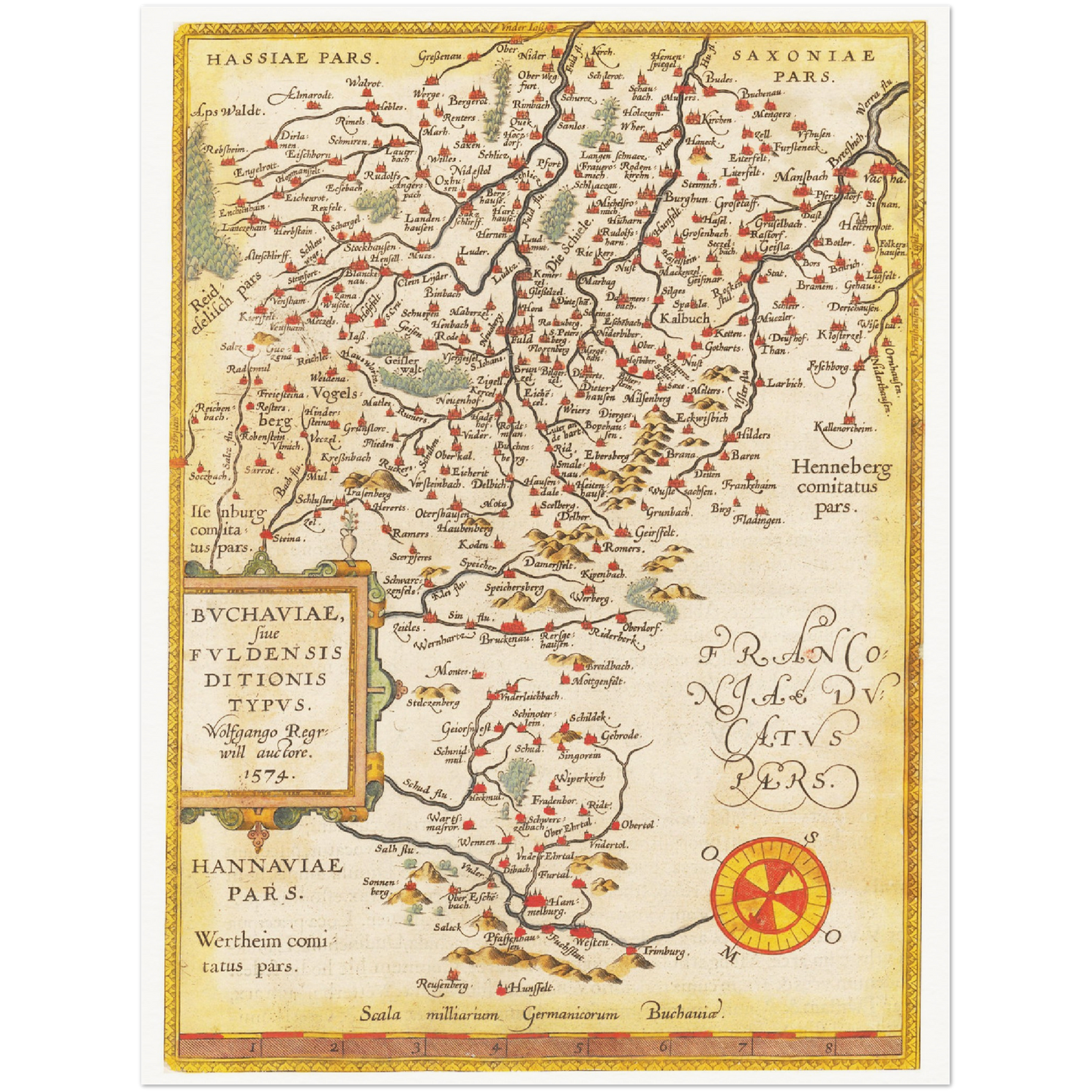 Historische Landkarte Fulda um 1609