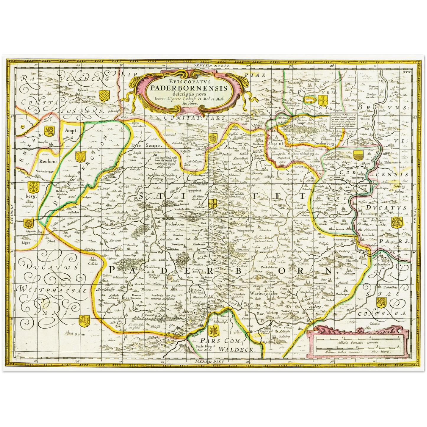 Historische Landkarte Paderborn um 1700