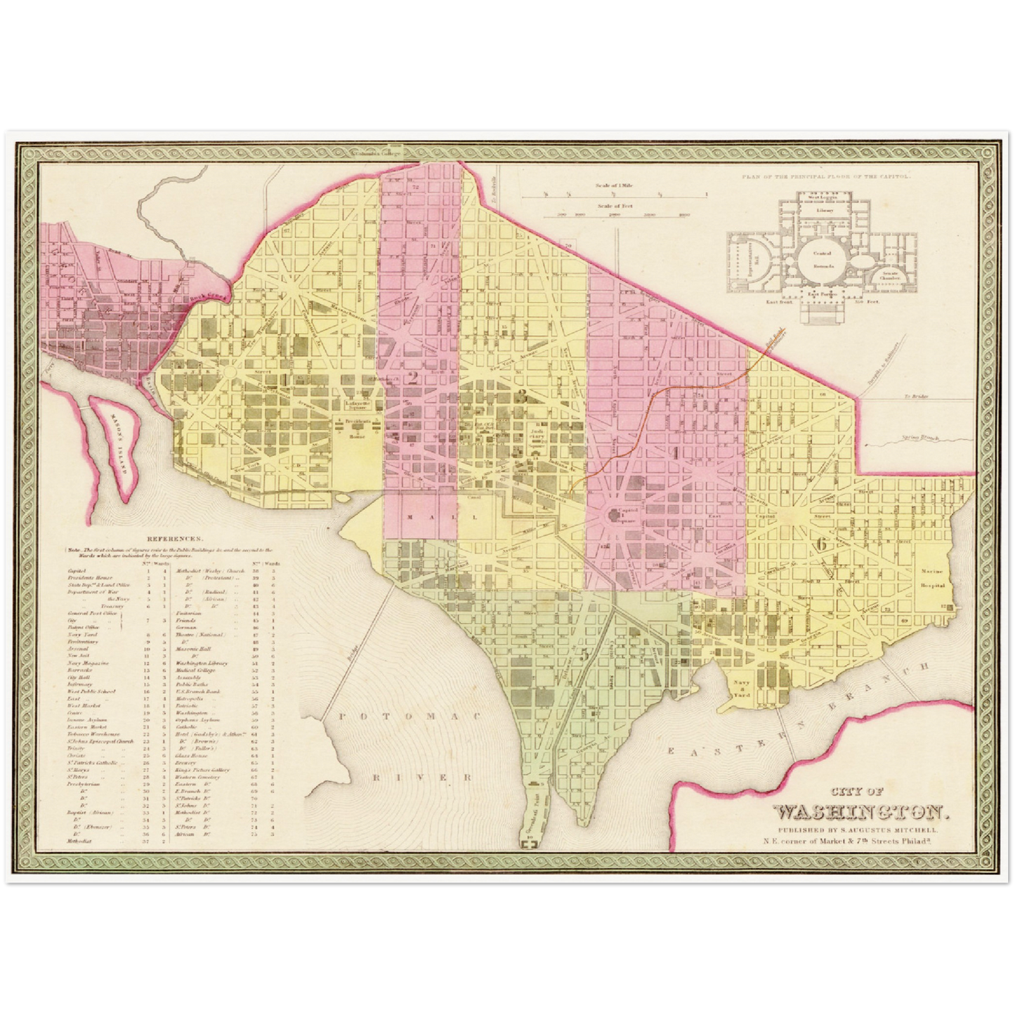 Historische Landkarte District of Columbia um 1849