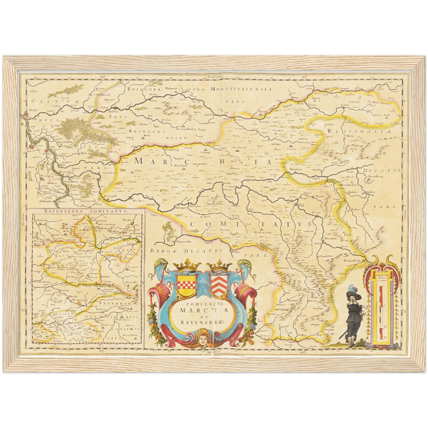 Historische Landkarte Ruhrgebiet um 1635