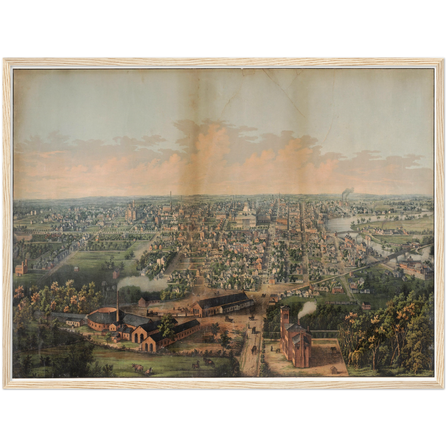 Historische Stadtansicht Columbus um 1861