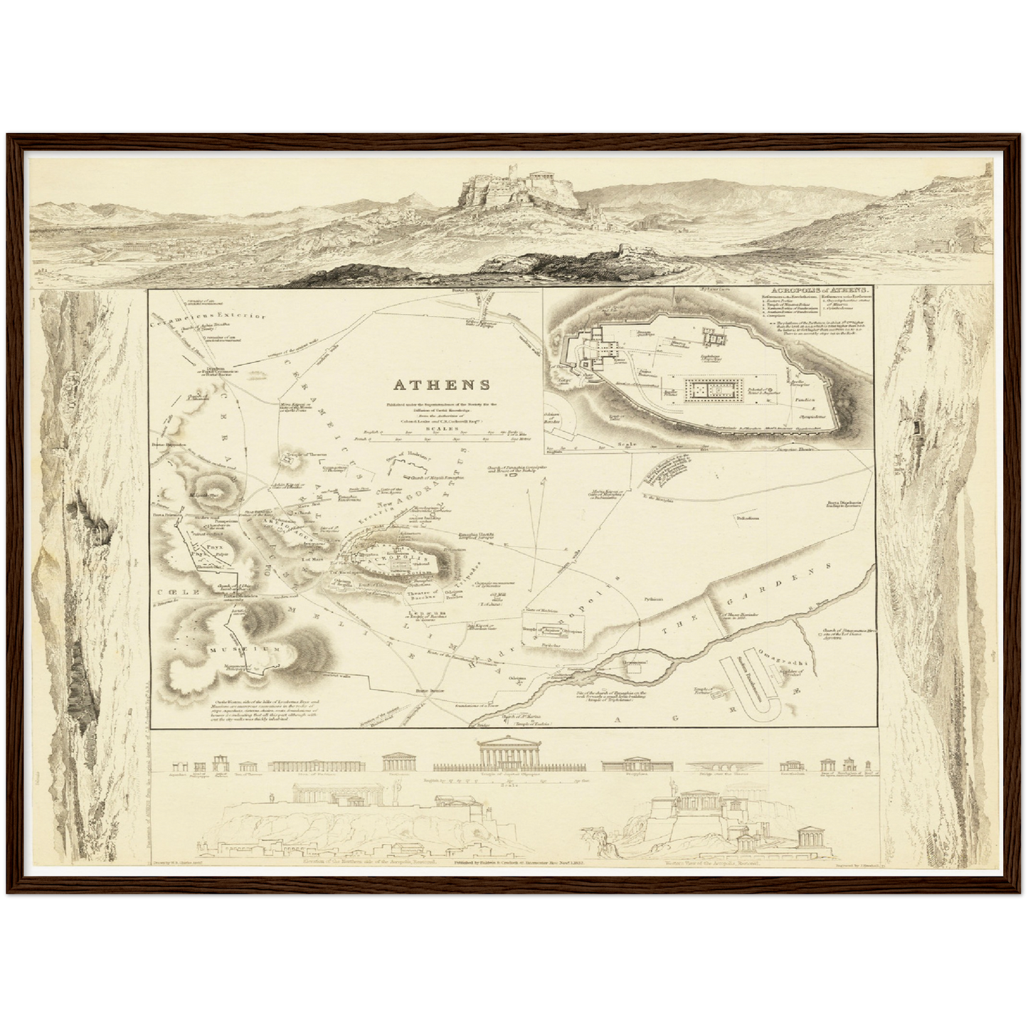 Historischer Stadtplan Athen um 1832