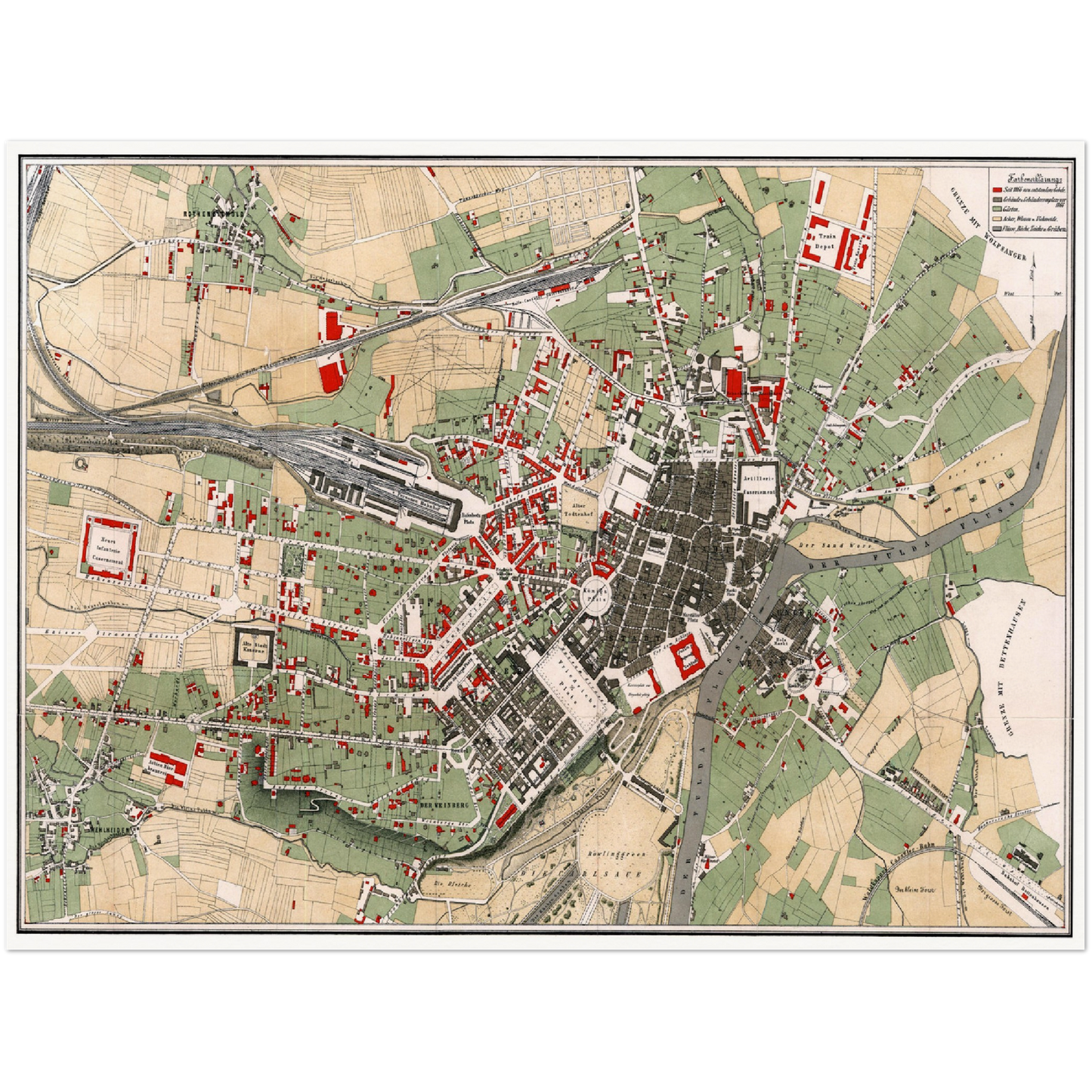 Historische Stadtansicht Kassel um 1878