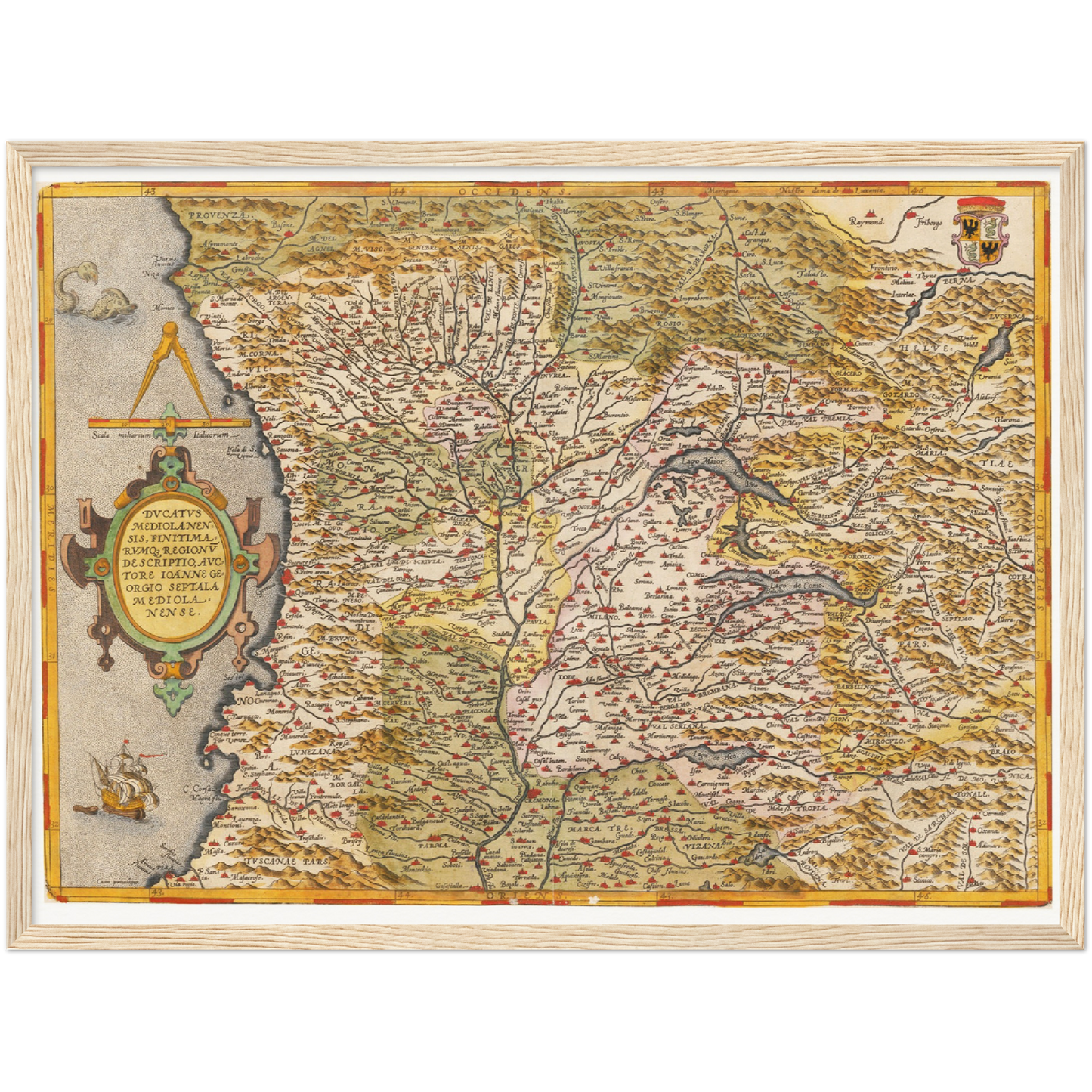 Historische Landkarte Lombardei um 1609
