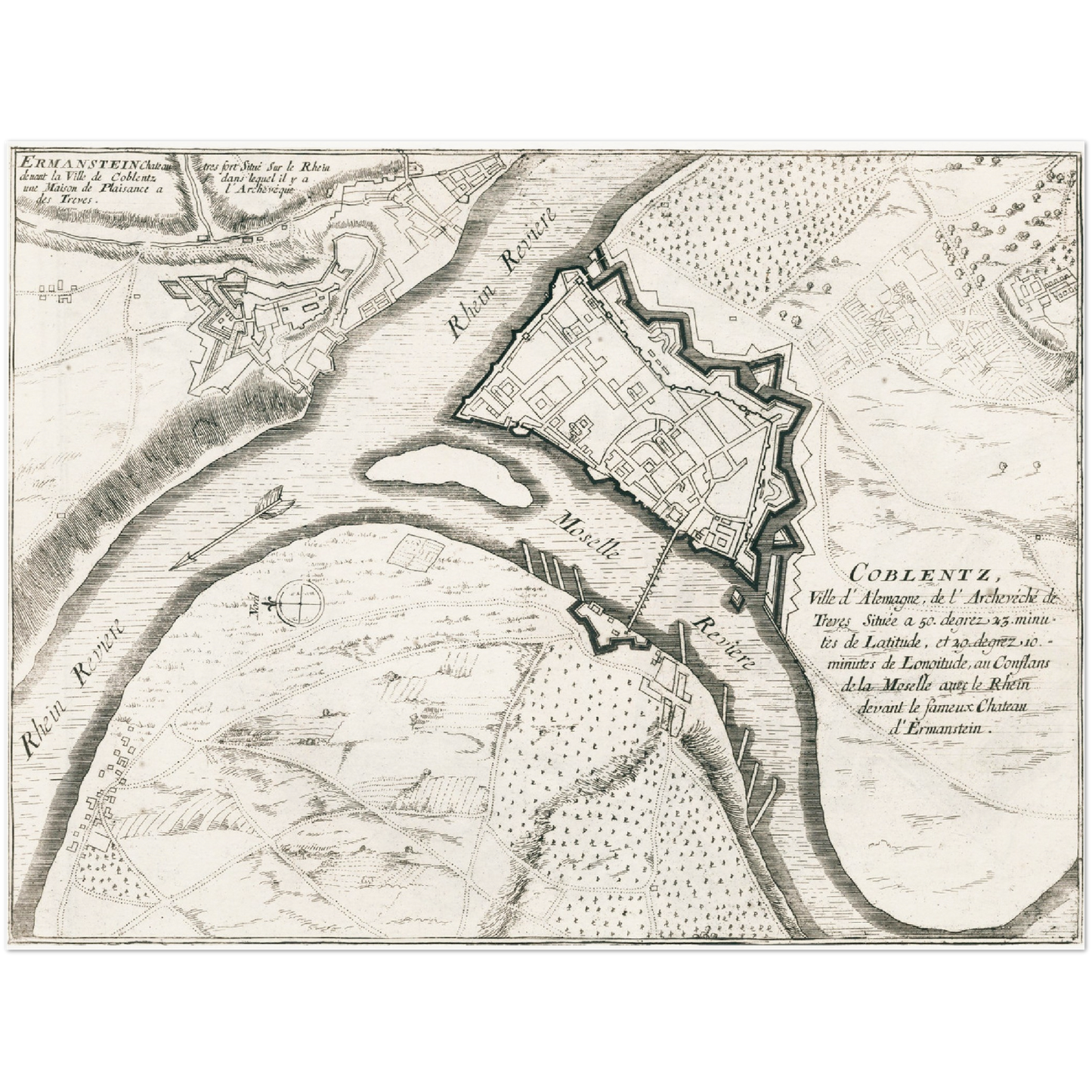 Historischer Stadtplan Koblenz um 1696