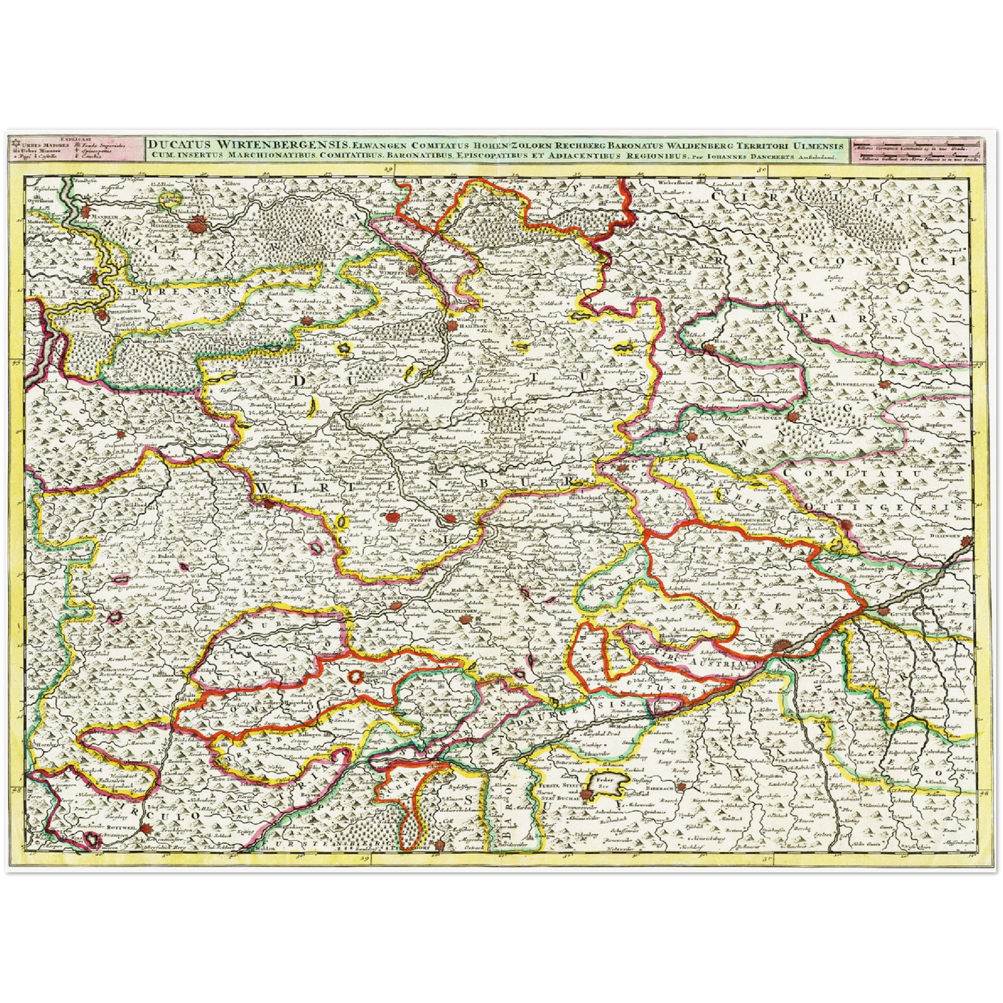 Historische Landkarte Württemberg um 1680