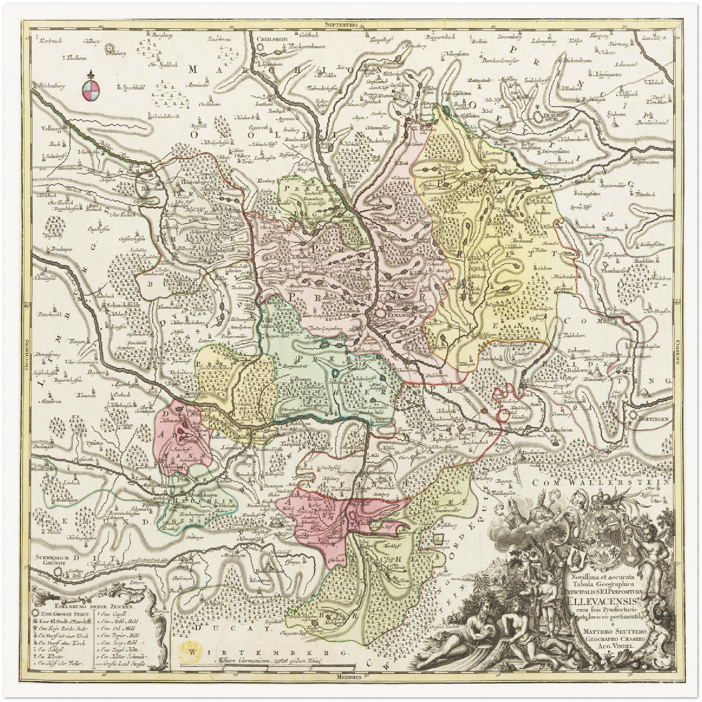 Historische Landkarte Ellwangen um 1750