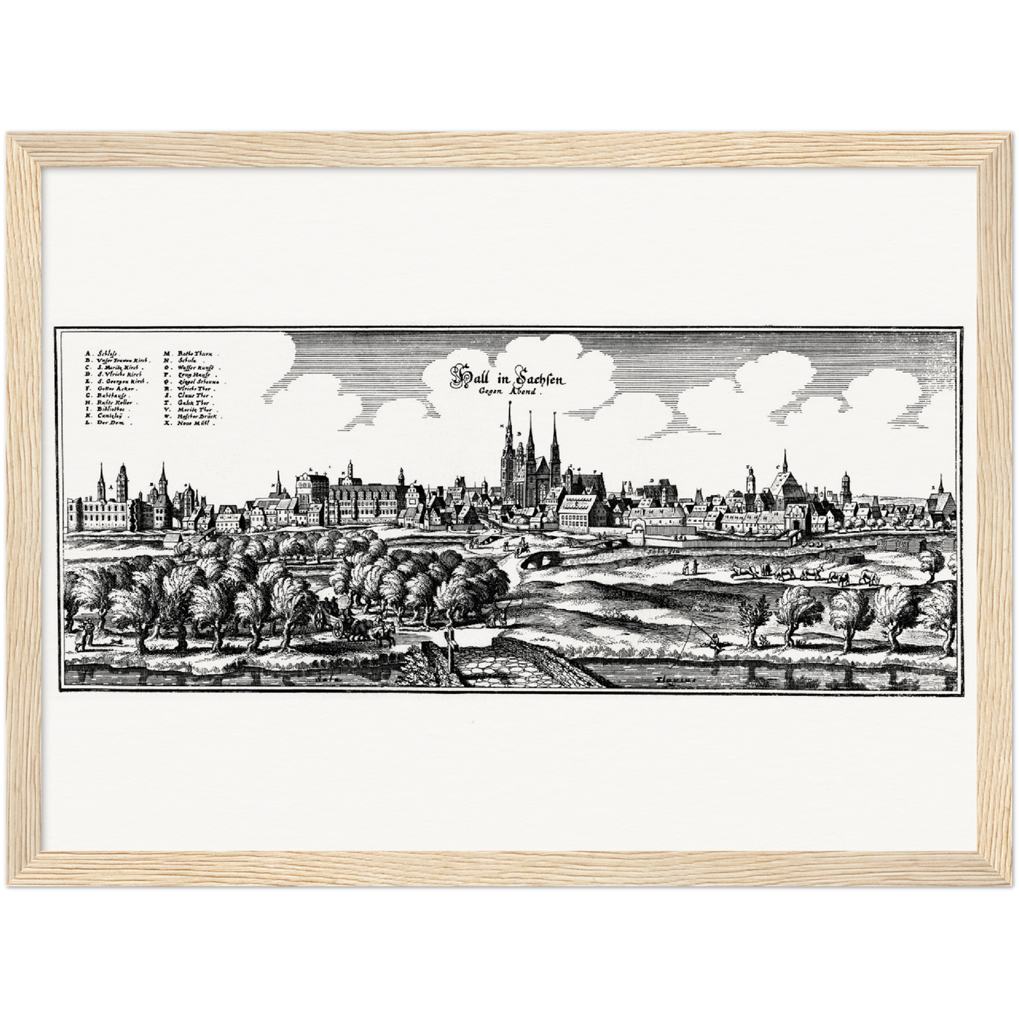 Historische Stadtansicht Halle (Saale) um 1653