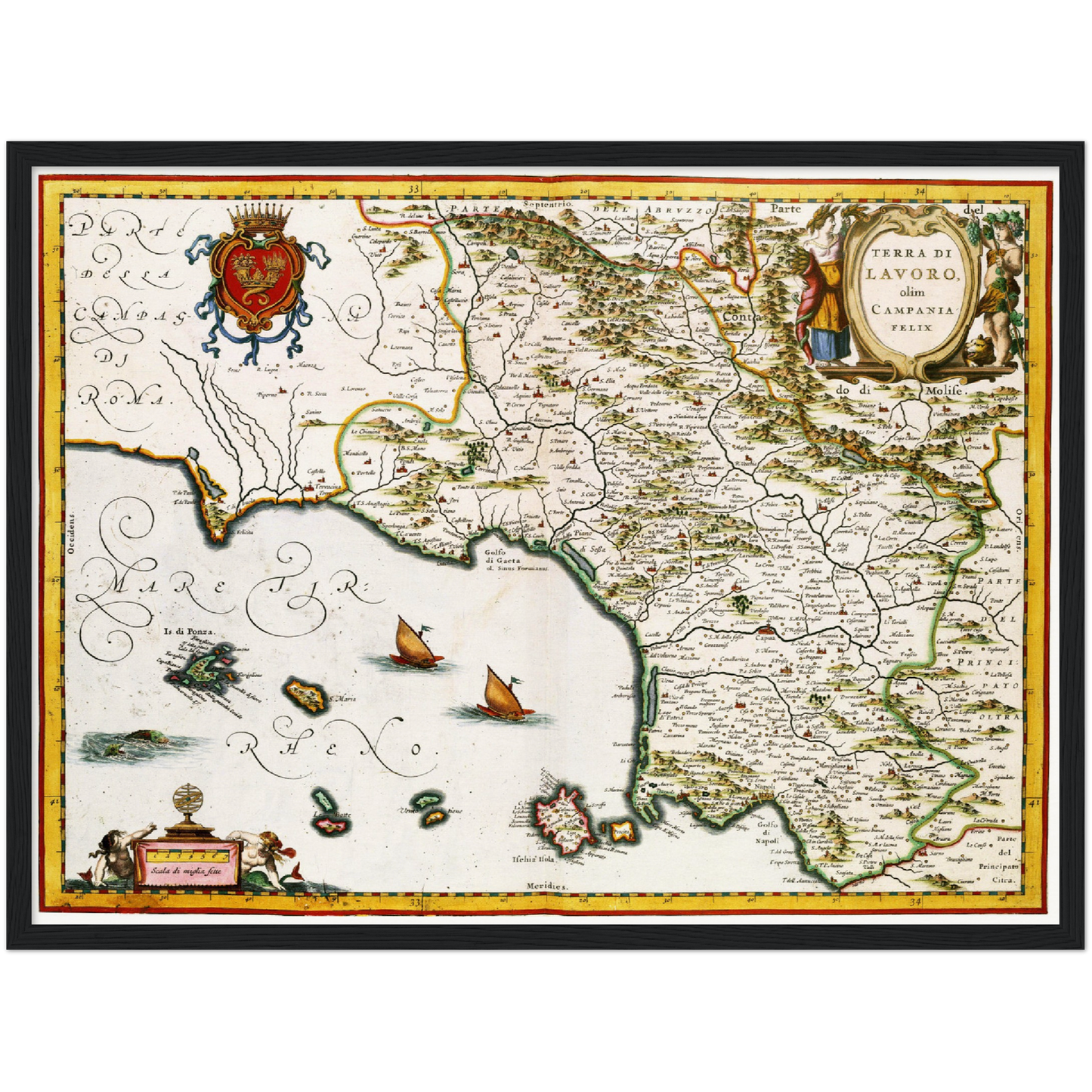 Historische Landkarte Kampanien um 1690