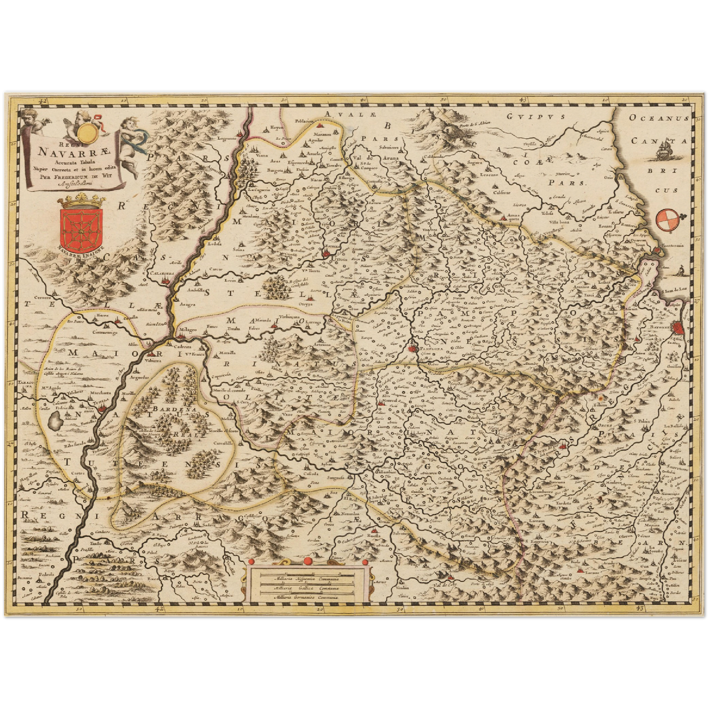 Historische Landkarte Navarra um 1698