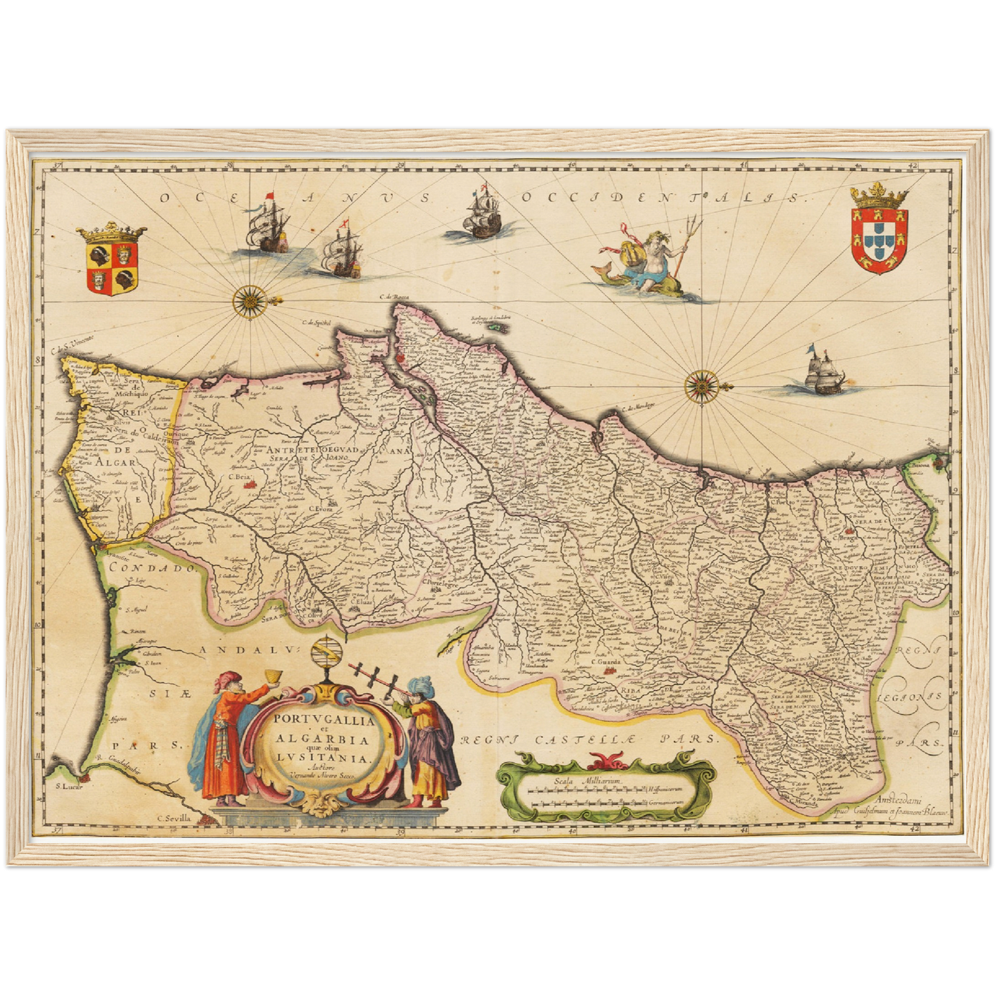 Historische Landkarte Portugal um 1635