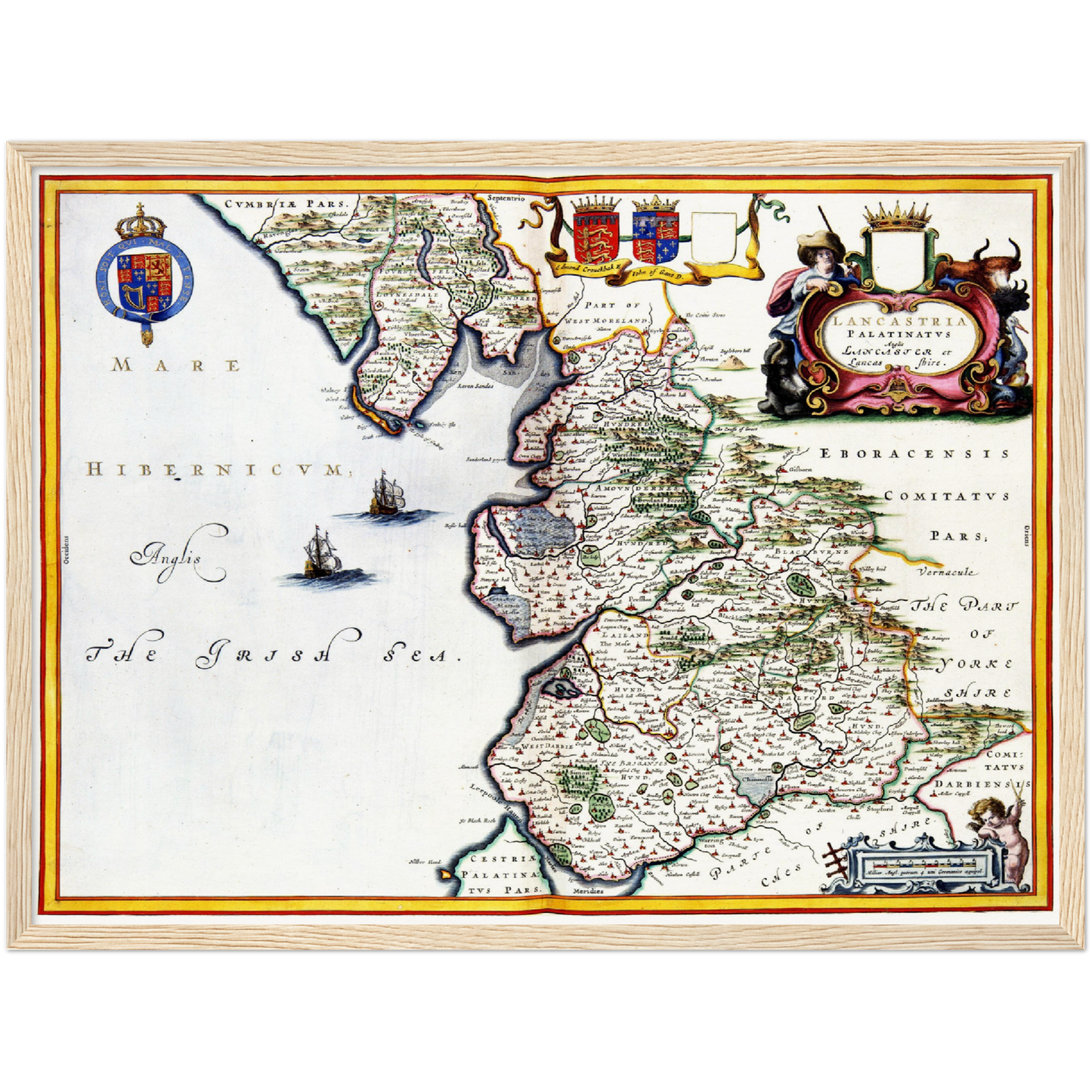 Historische Landkarte Lancashire um 1646