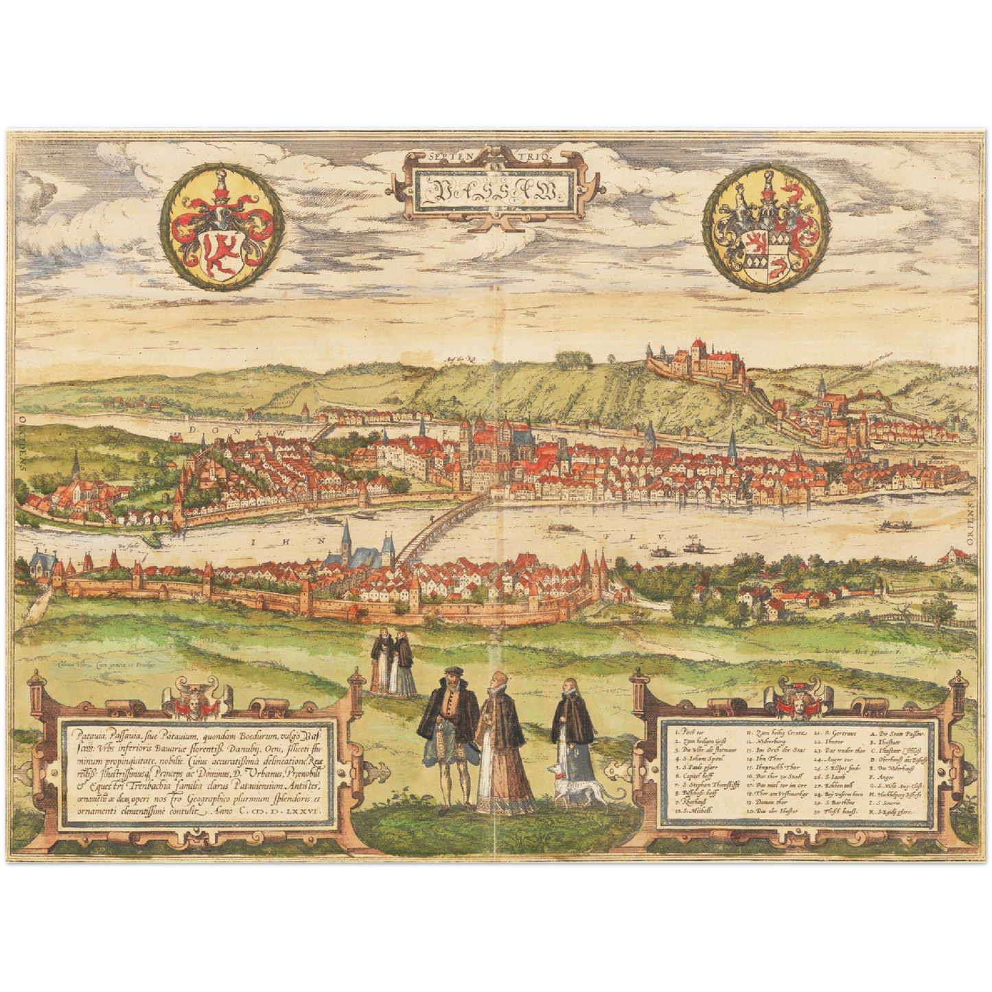 Historische Stadtansicht Passau um 1582