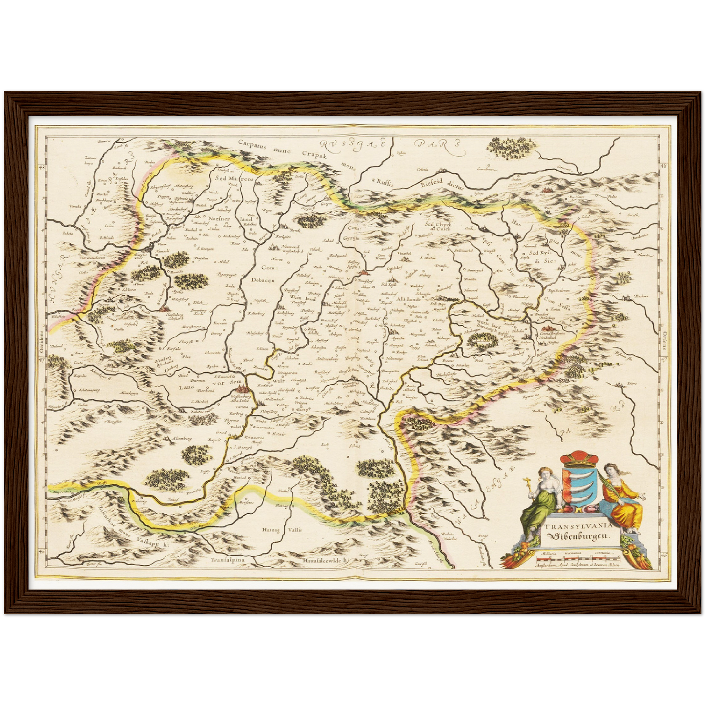 Historische Landkarte Siebenbürgen um 1635