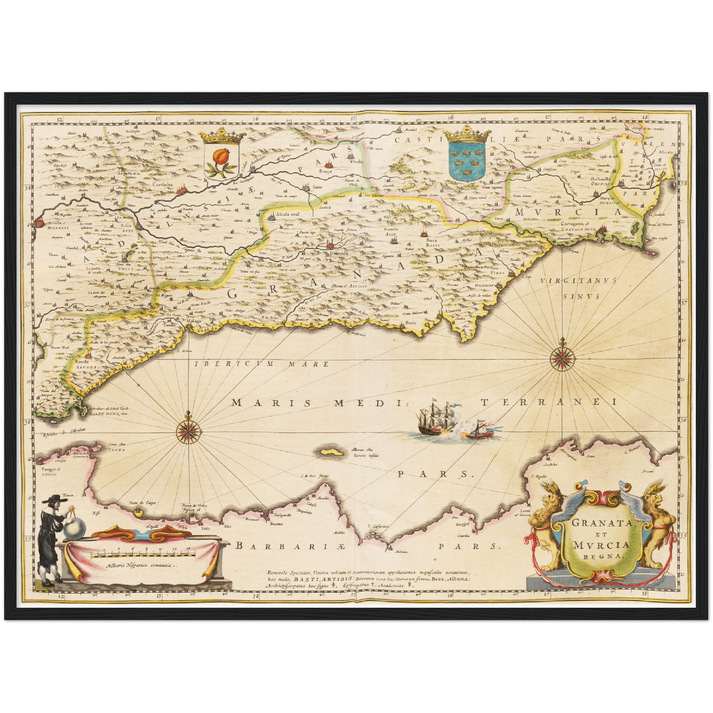 Historische Landkarte Murcia & Granada um 1635