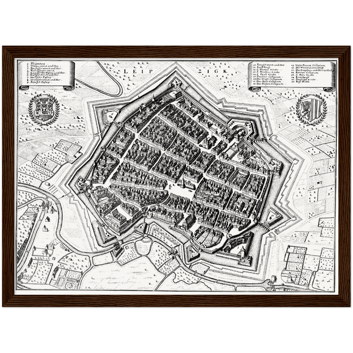 Historischer Stadtplan Leipzig um 1650