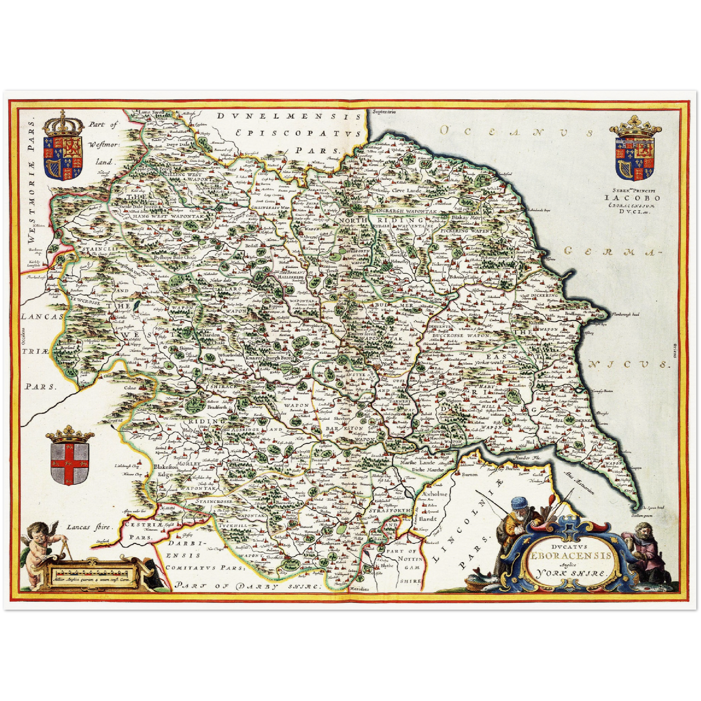 Historische Landkarte Yorkshire um 1646