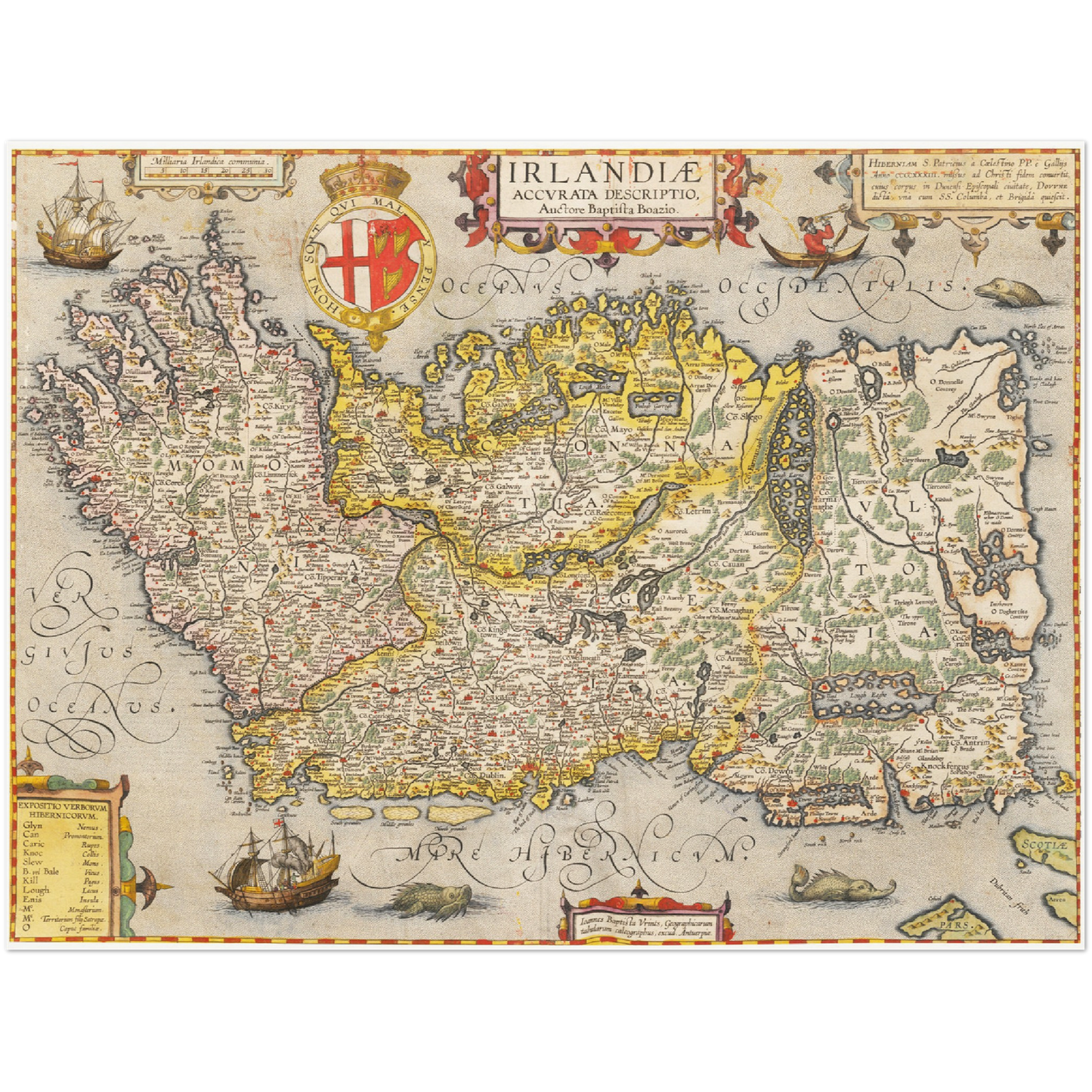 Historische Landkarte Irland um 1609
