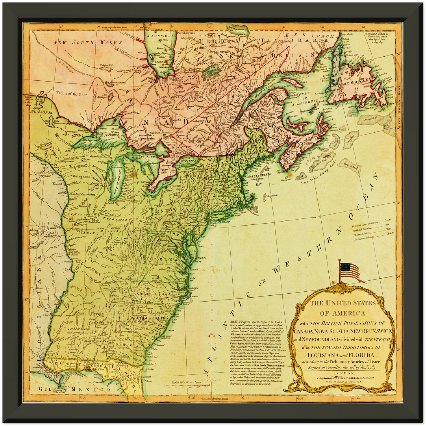 Historische Landkarte USA um 1700