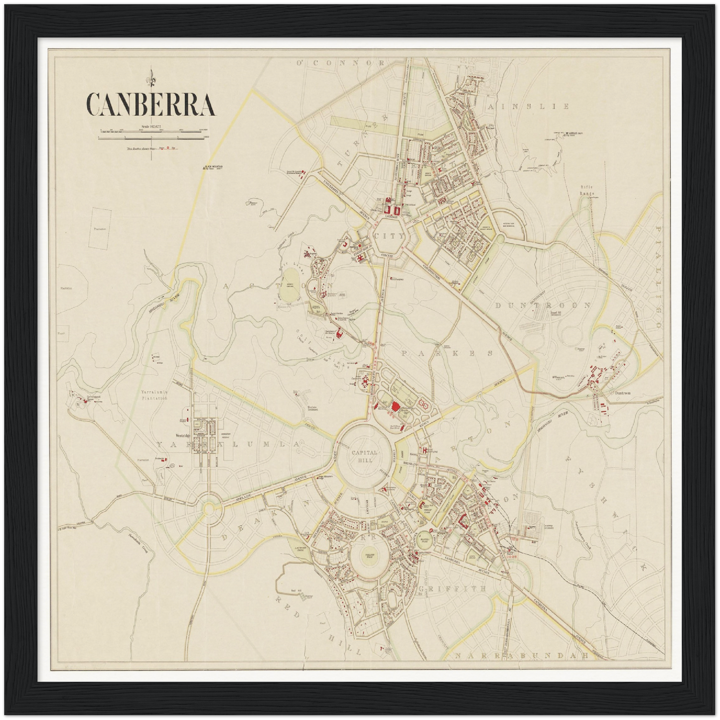 Historischer Stadtplan Canberra um 1933