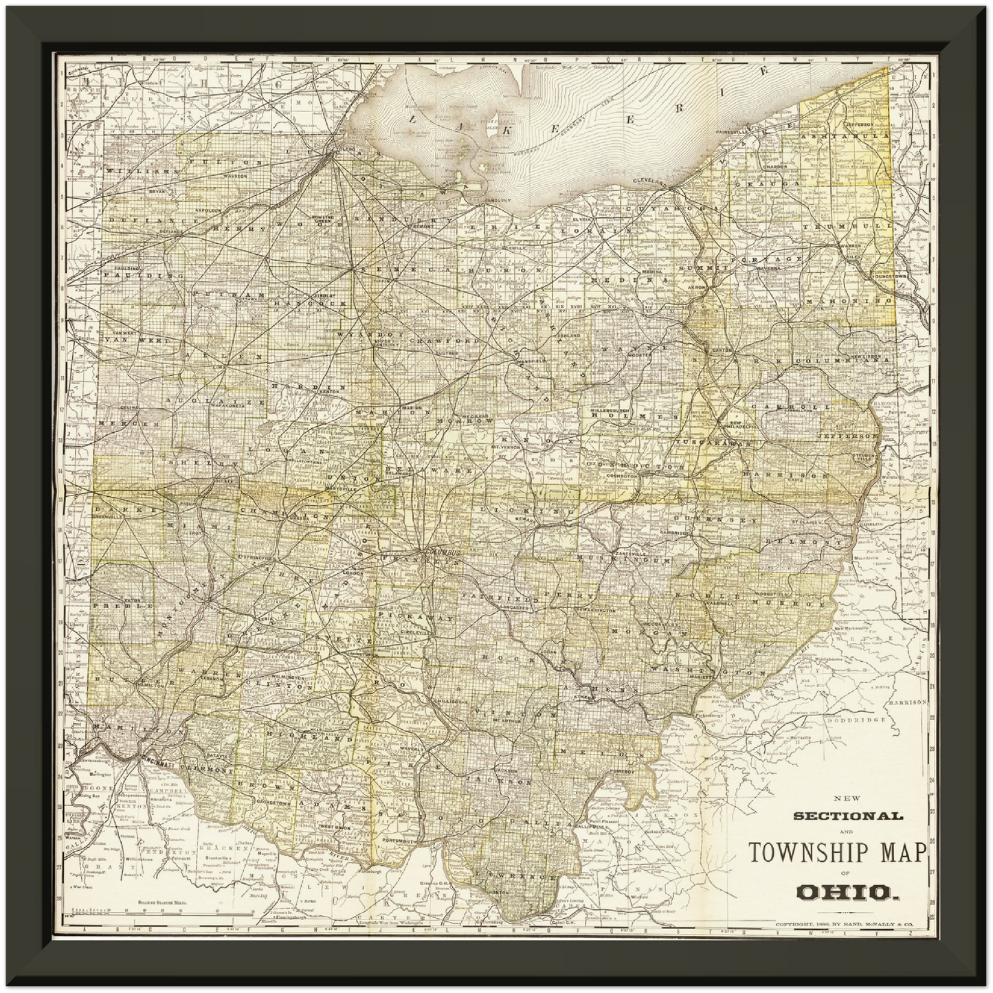 Historische Landkarte Ohio um 1882