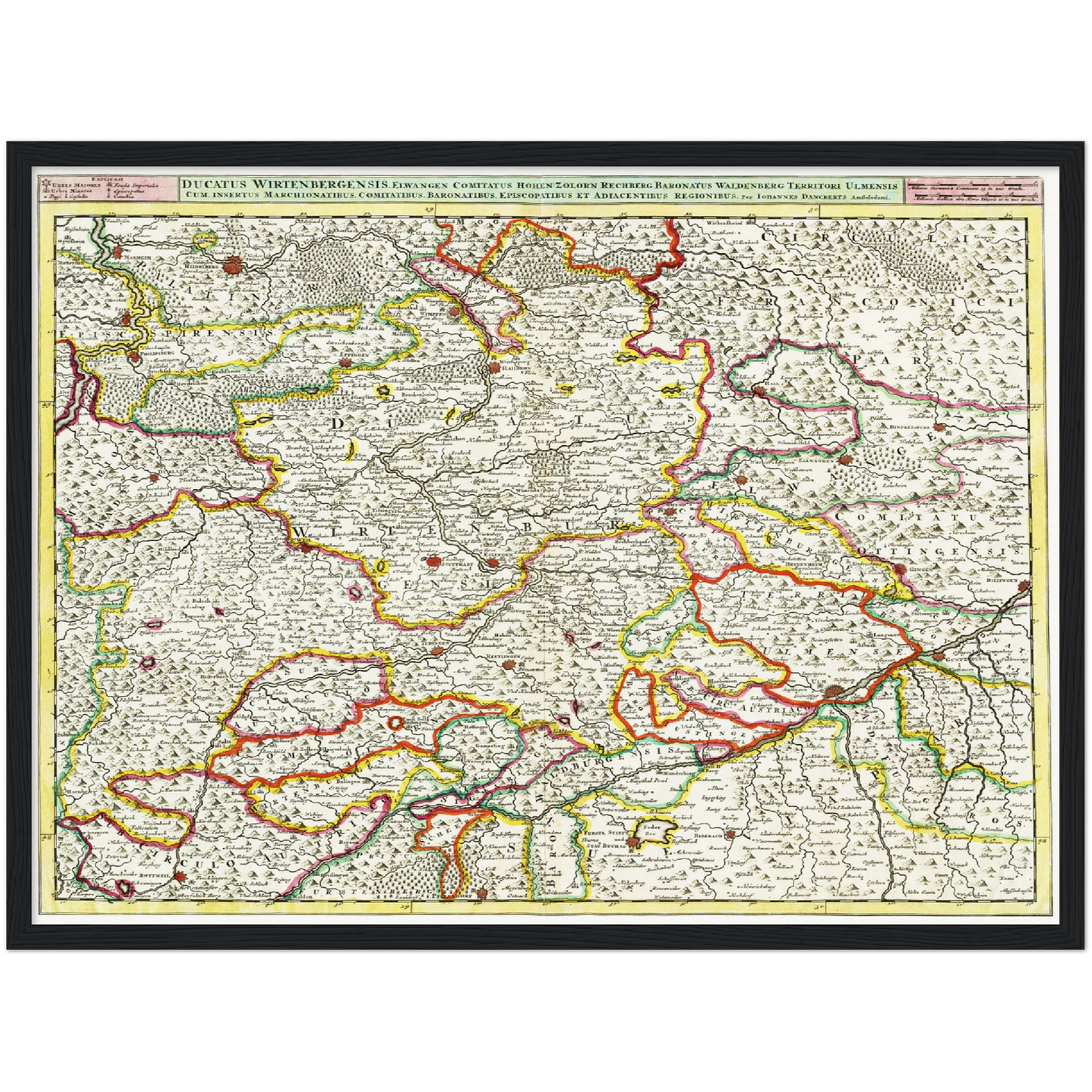 Historische Landkarte Württemberg um 1680
