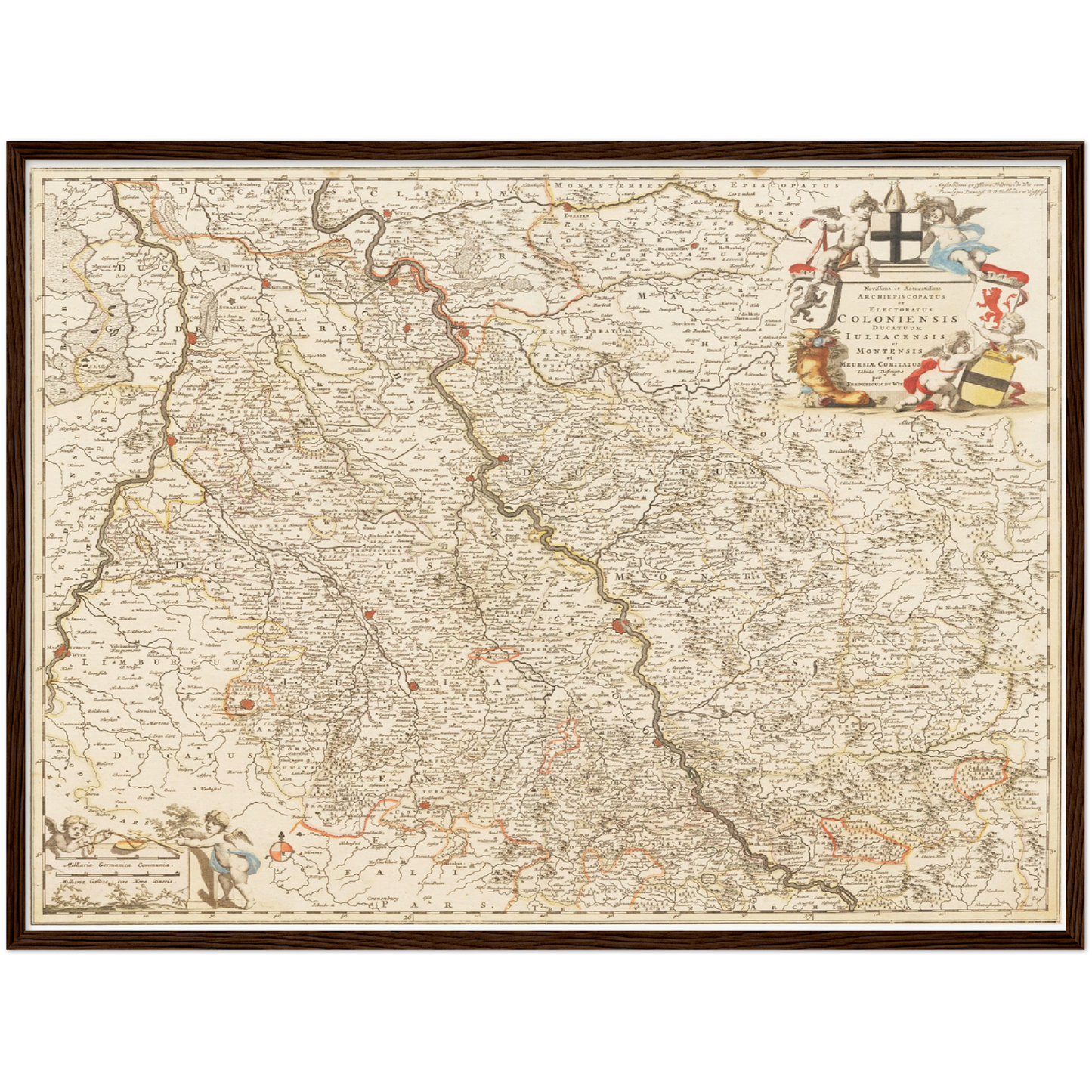 Historische Landkarte Rheinland um 1698