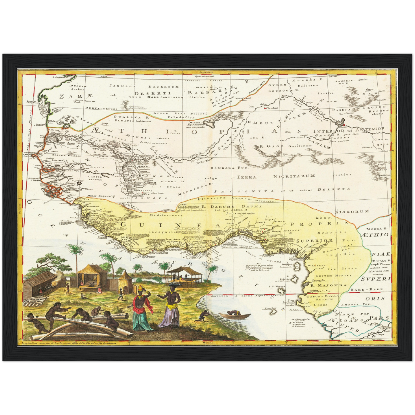 Historische Landkarte Westafrika um 1743