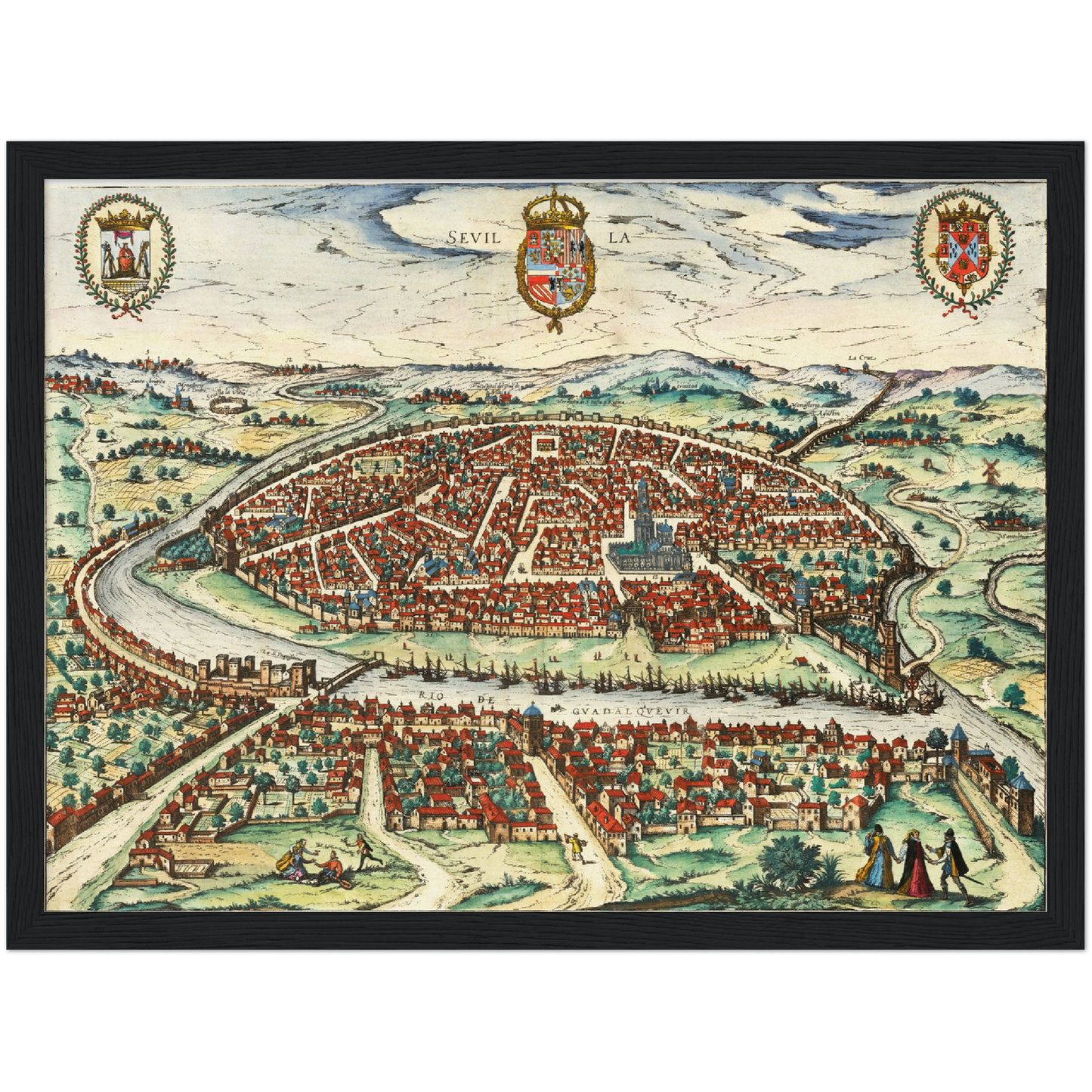 Historische Stadtansicht Sevilla um 1612