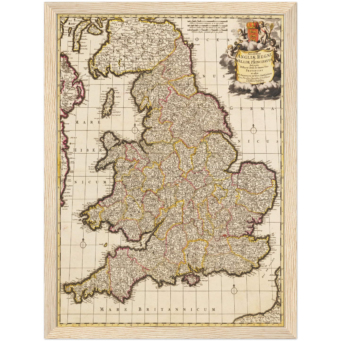 Historische Landkarte England um 1698