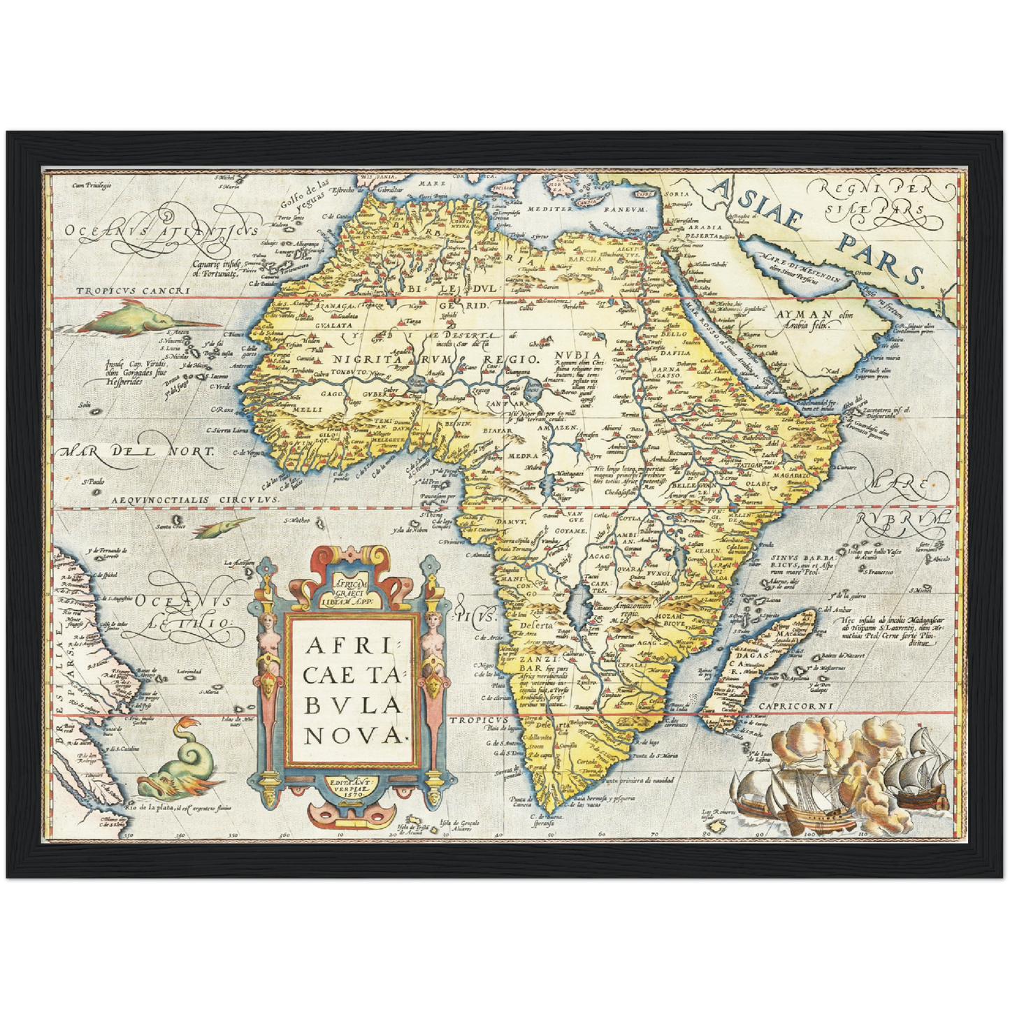 Historische Landkarte Afrika um 1570
