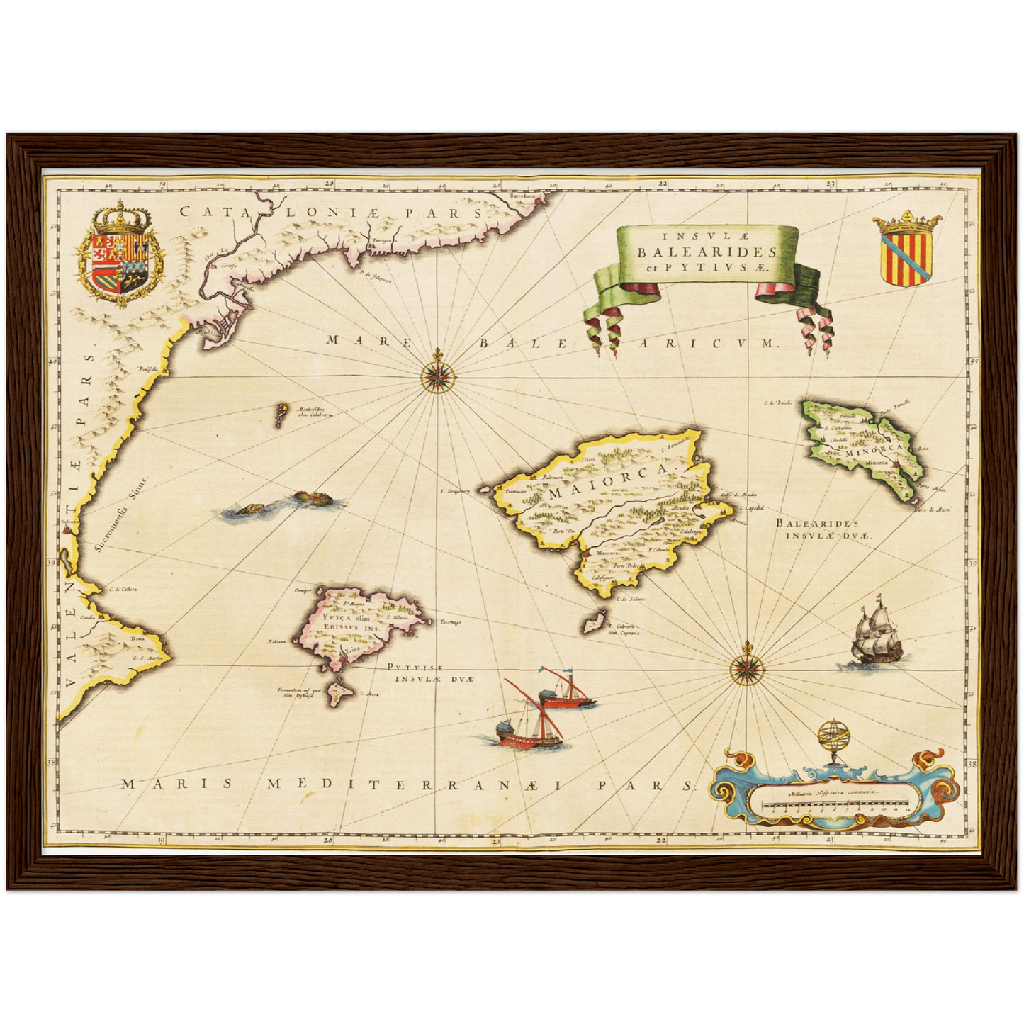 Historische Landkarte Balearische Inseln um 1635