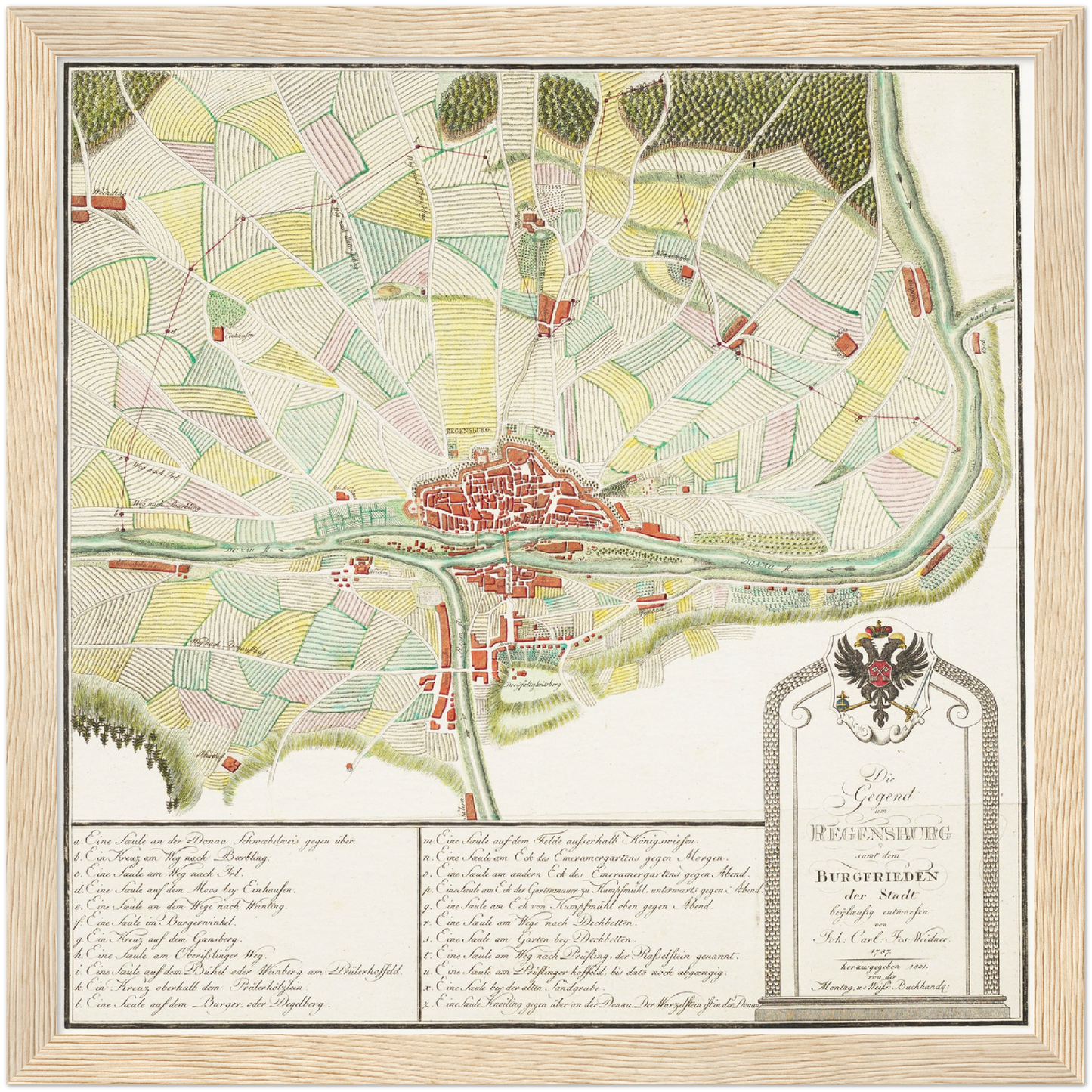 Historische Landkarte Regensburg um 1801