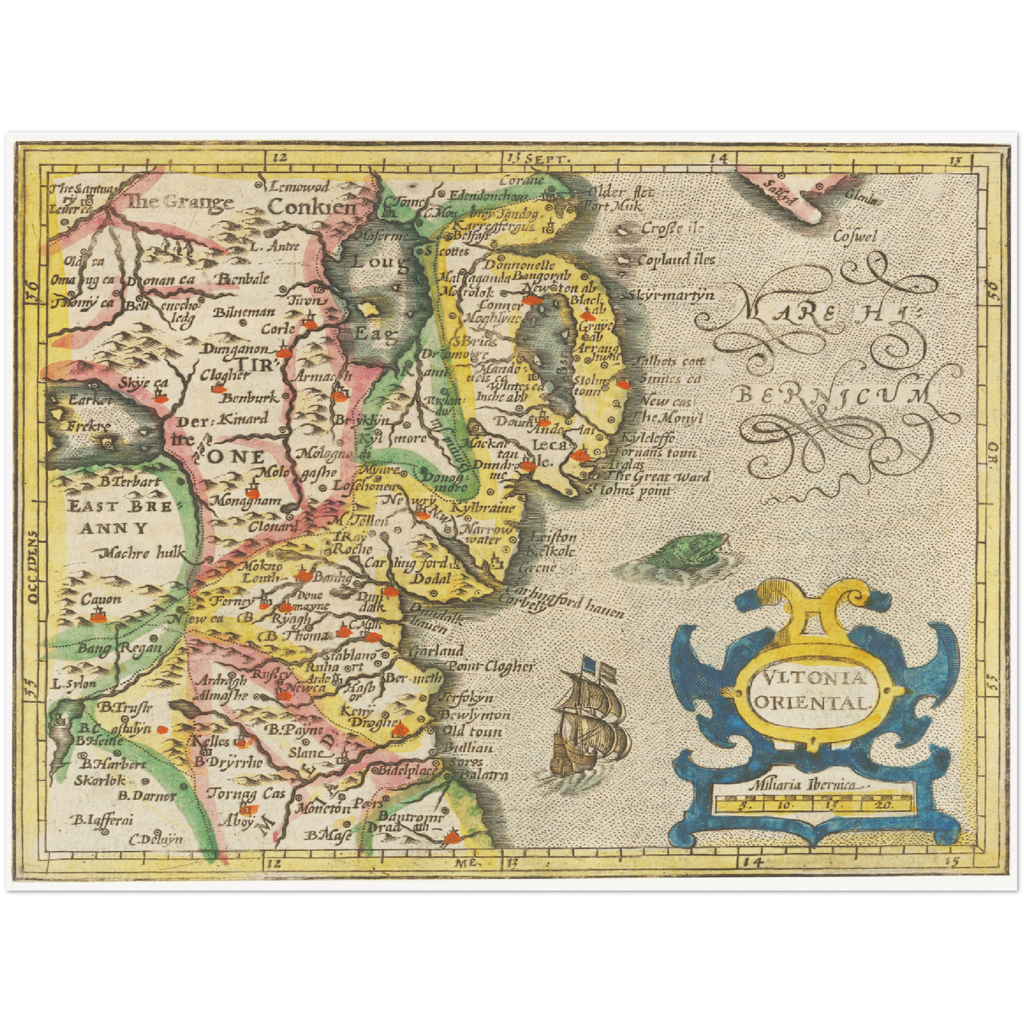 Historische Landkarte Dublin um 1609