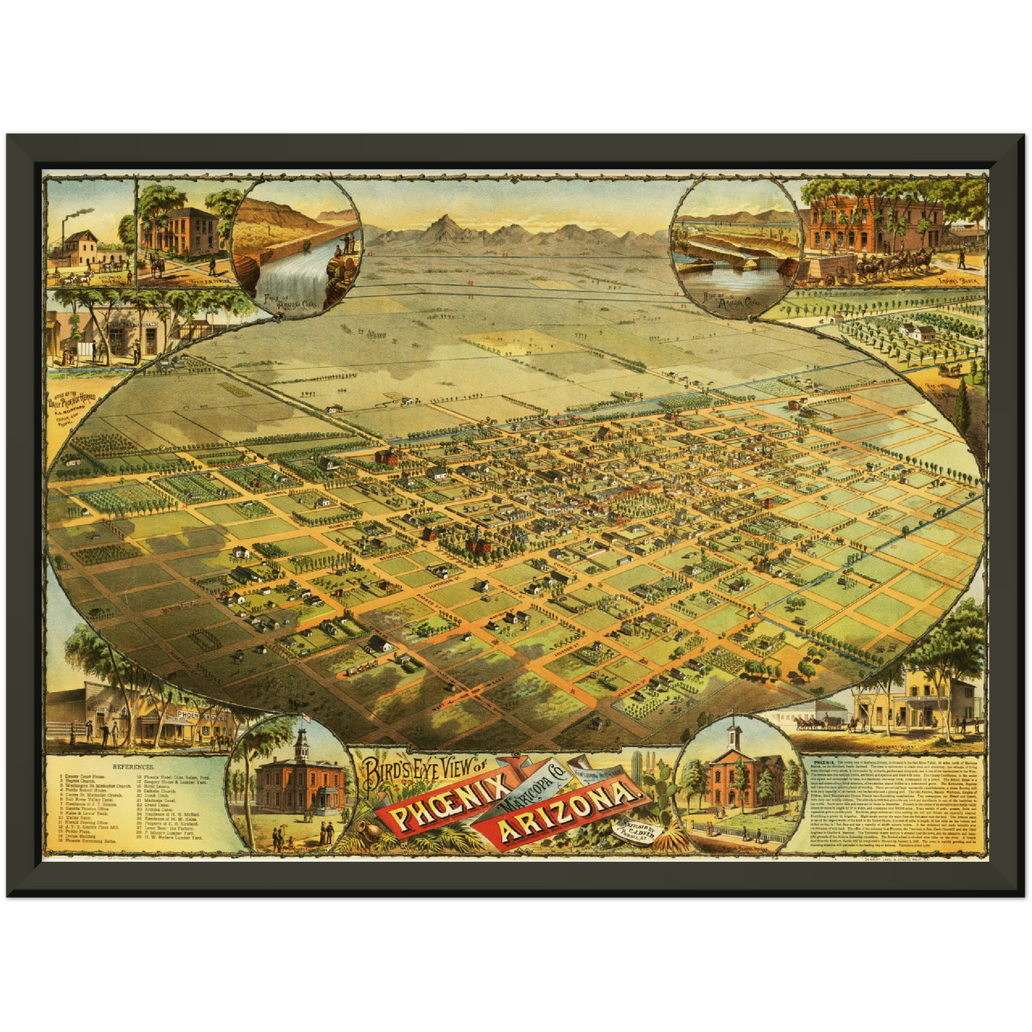 Historische Stadtansicht Phoenix um 1885
