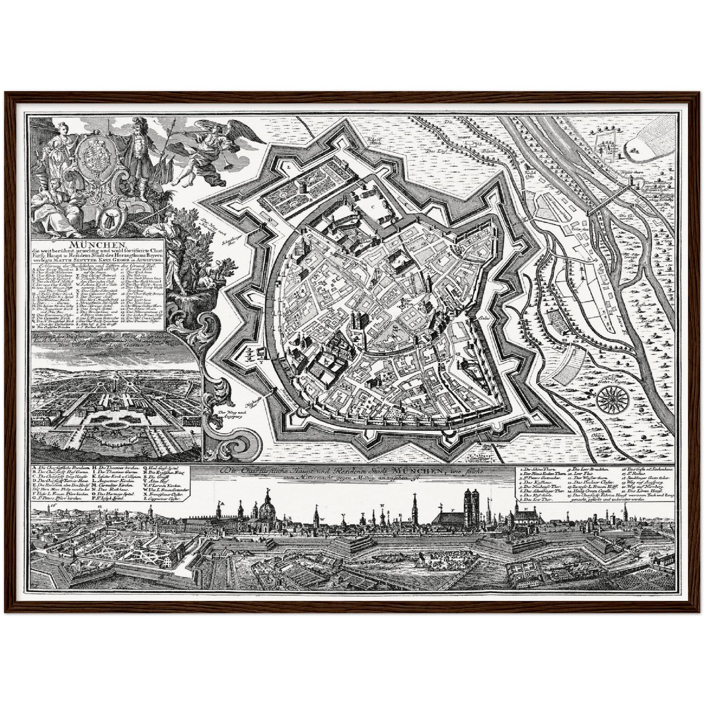 Historischer Stadtplan München um 1740