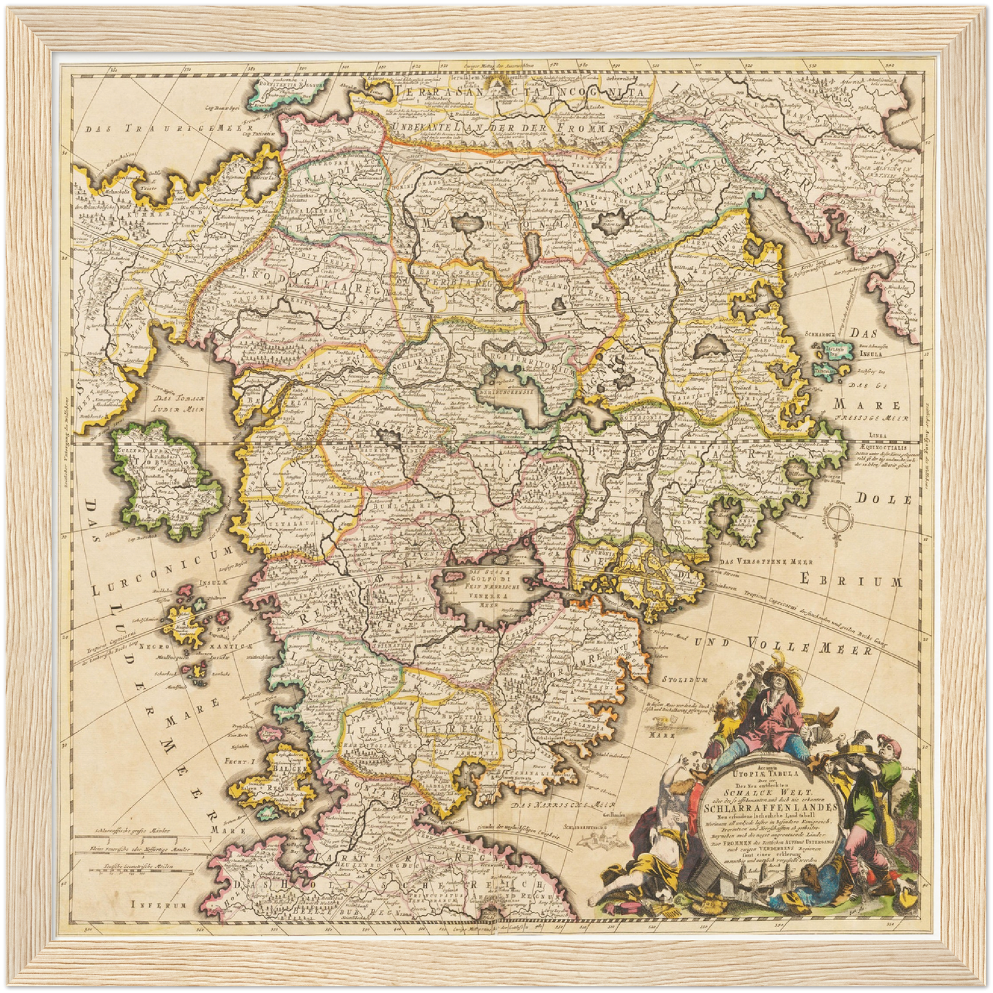 Historische Landkarte Schlaraffenland um 1694