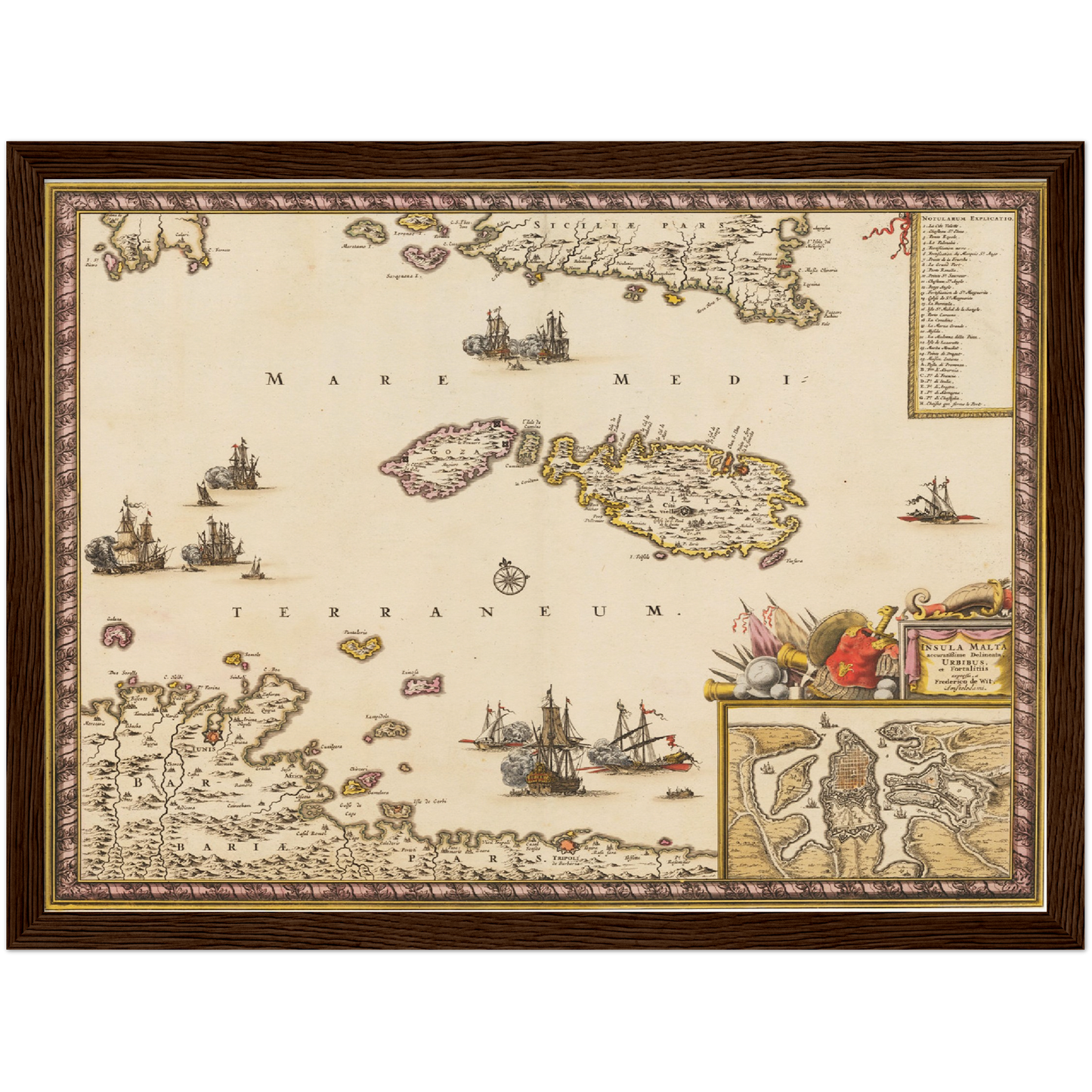 Historische Landkarte Malta um 1698