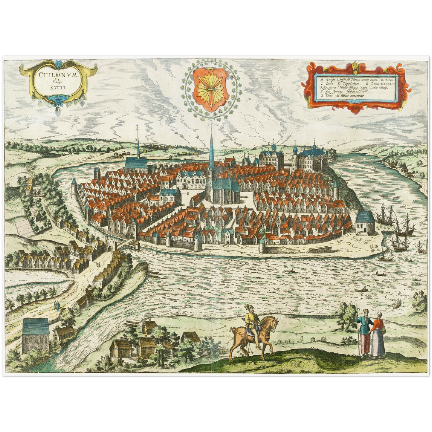 Historische Stadtansicht Kiel um 1612
